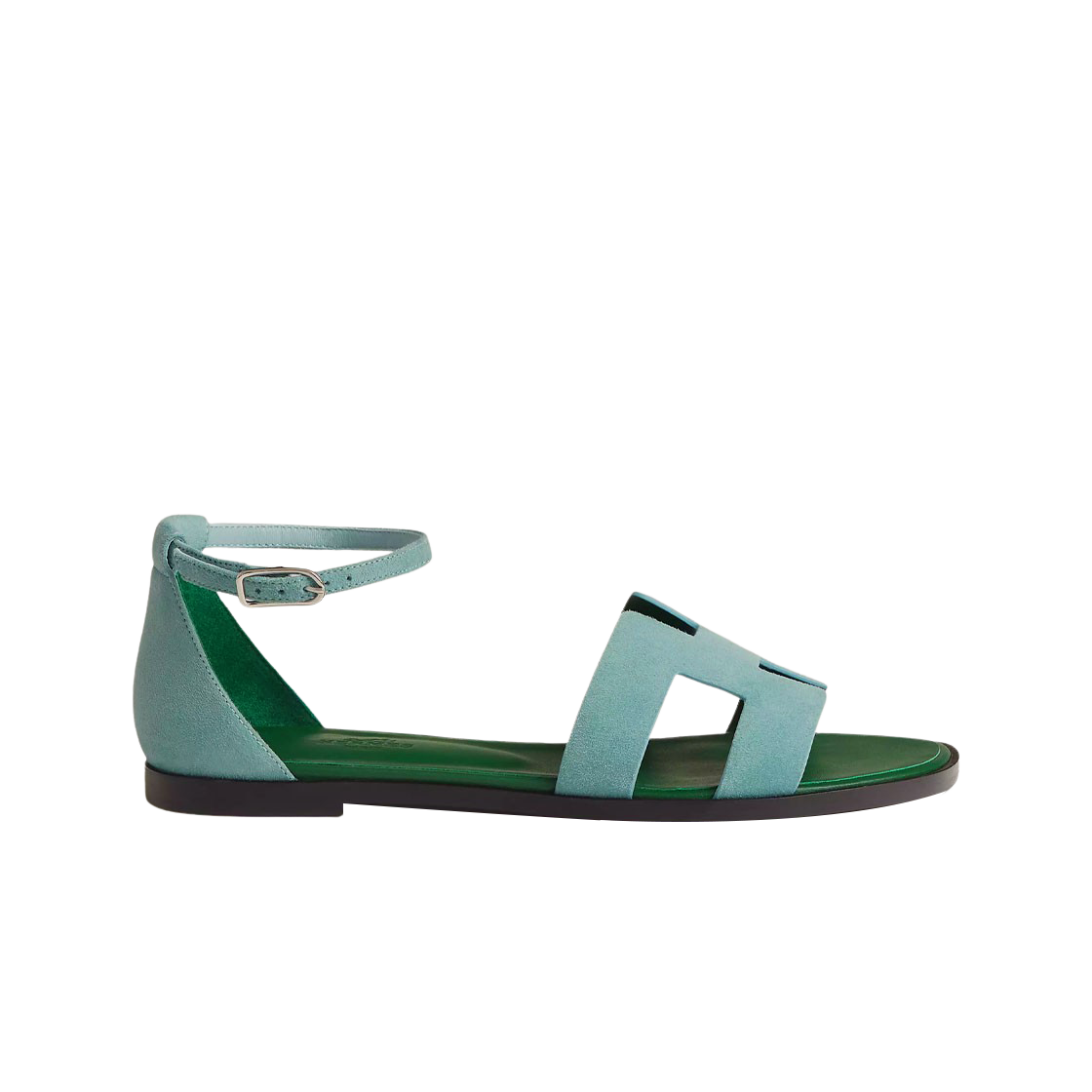 (W) 에르메스 산토리니 샌들 스웨이드 고트스킨 & 베르 도으((W) Hermes Santorini Sandal Suede Goatskin & Vert Deau) - 1