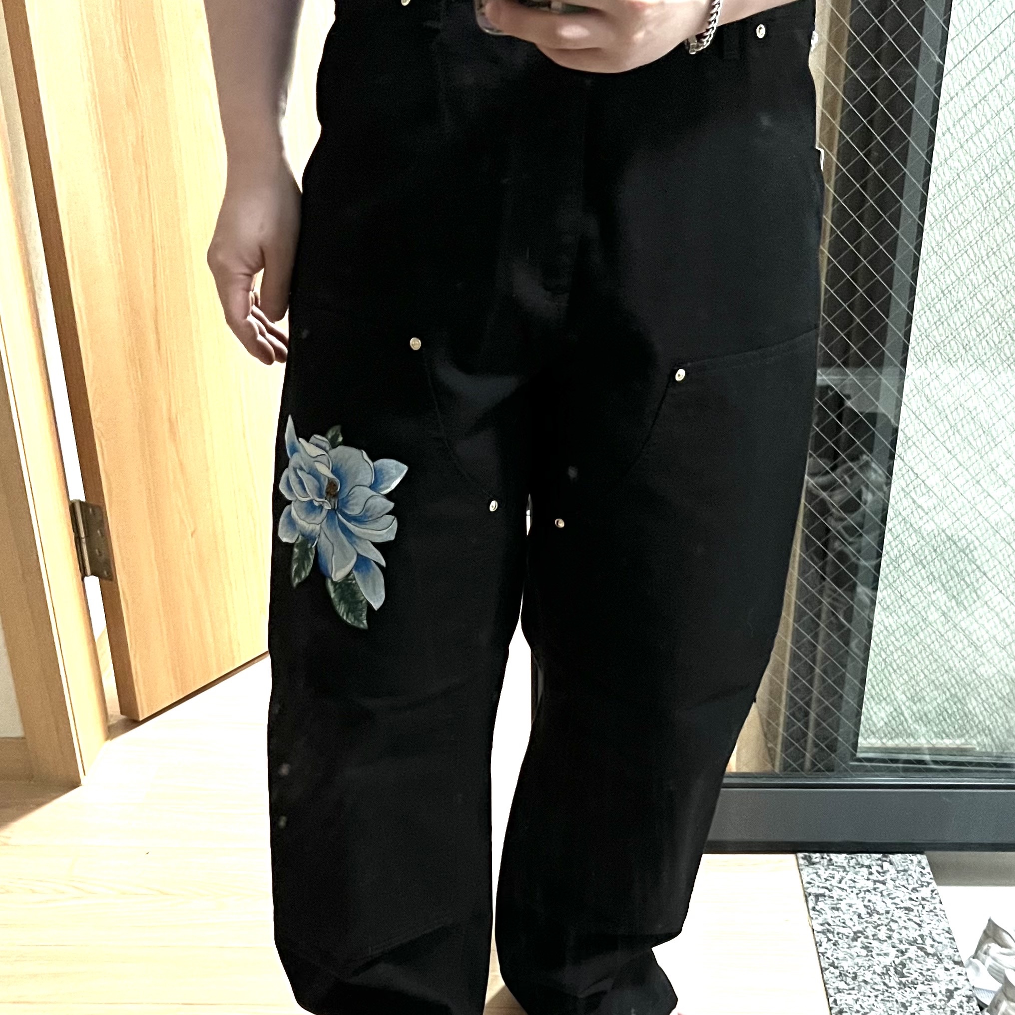 Carhartt WIP x Awake NY Double Knee Pants Black 착용 스타일 - 3