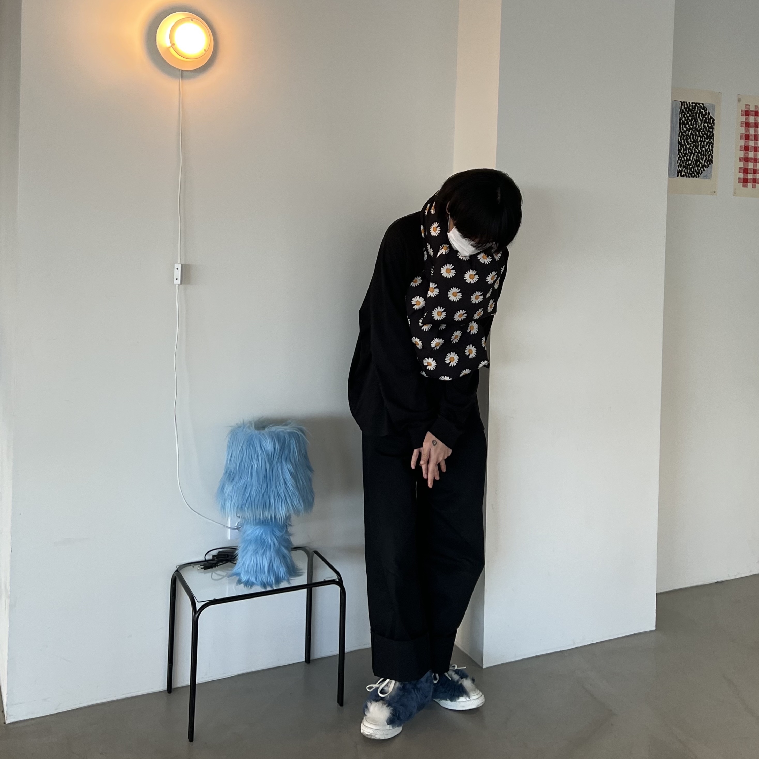 Peaceminusone Work Pants #1 Black, Converse x Ambush Chuck 70 Fuzzy Navy Blue 착용 스타일 - 4