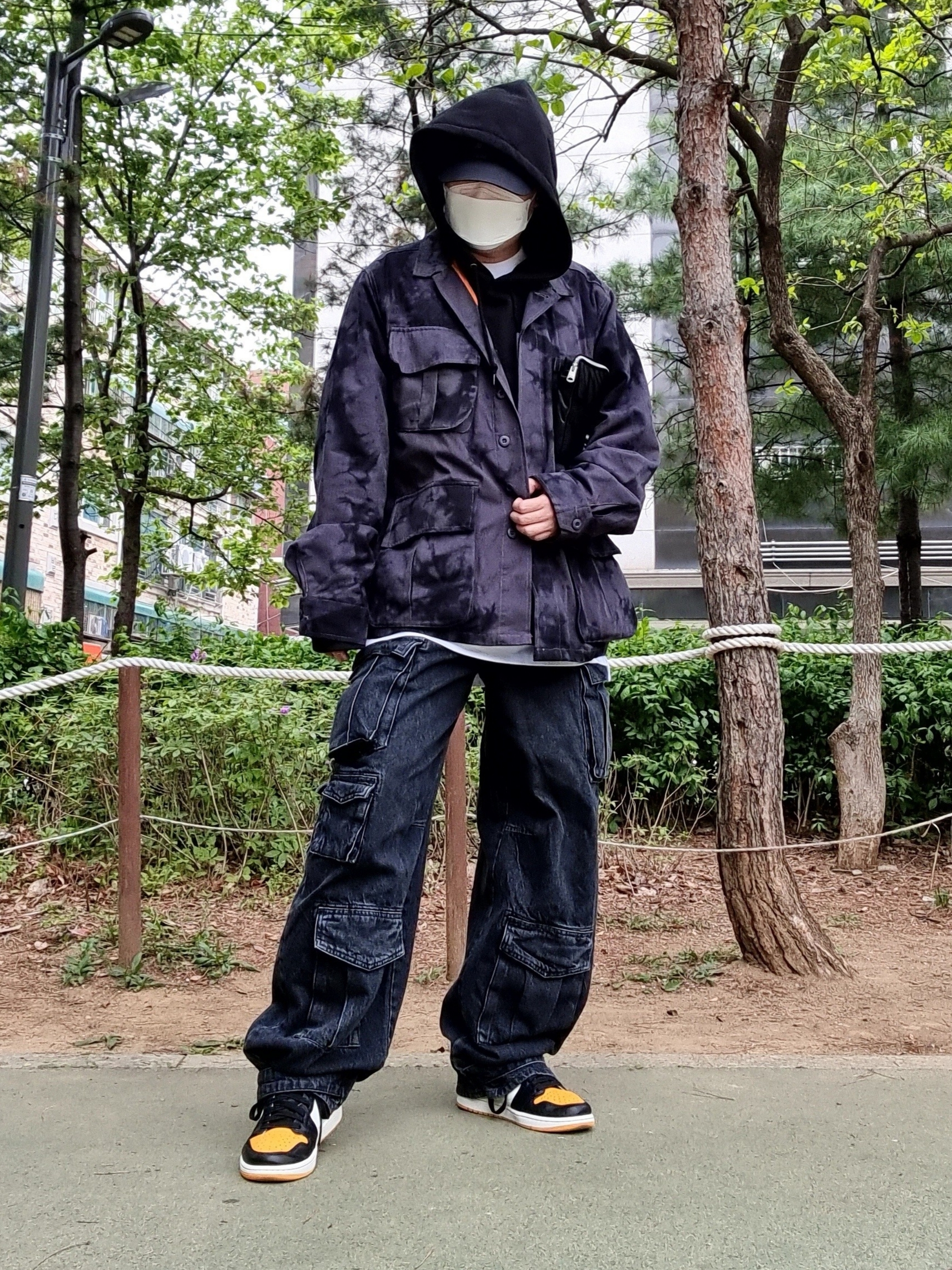 Palace x Porter P Cap Black, Palace x Porter Jacket & Pocket Bag Black 착용 스타일 - 3