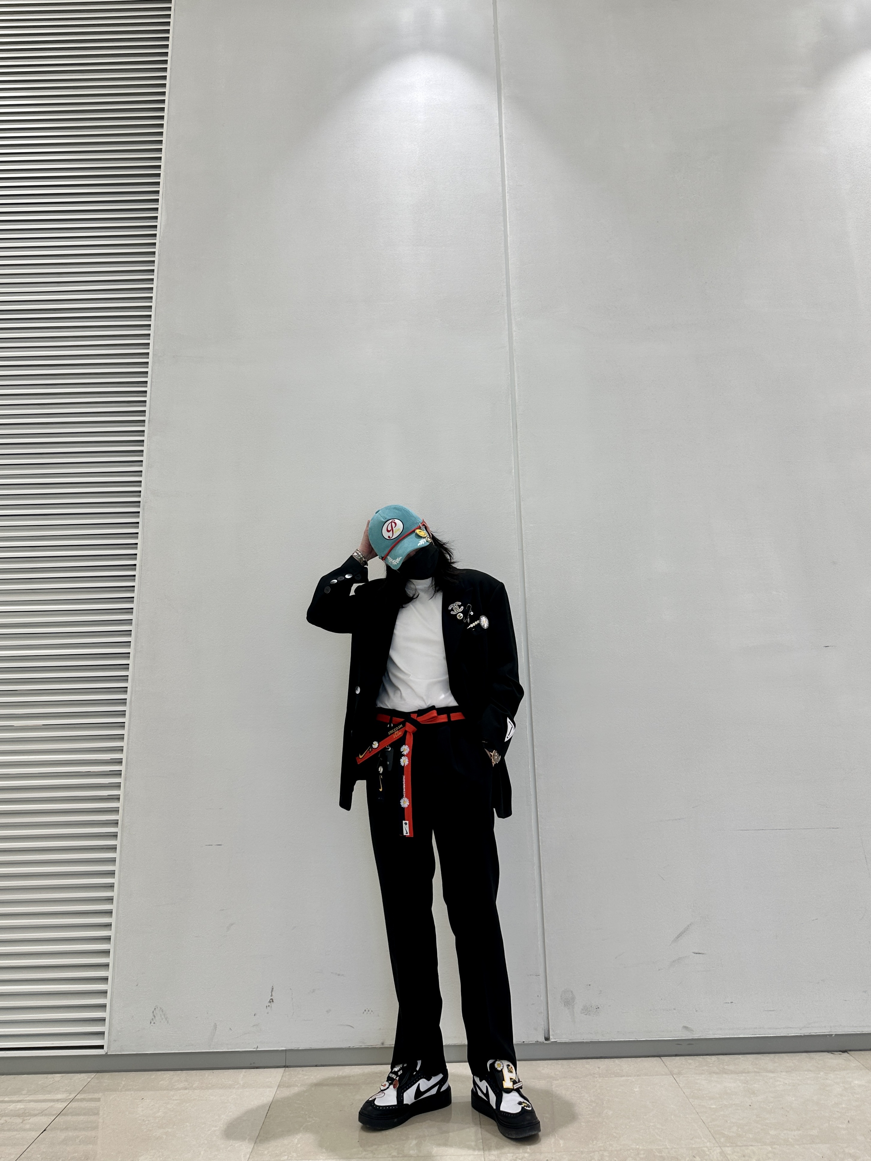 Nike x Peaceminusone Kwondo1 Black and White, Peaceminusone 5 Panel Ball Cap #2 Mint 착용 스타일 - 2