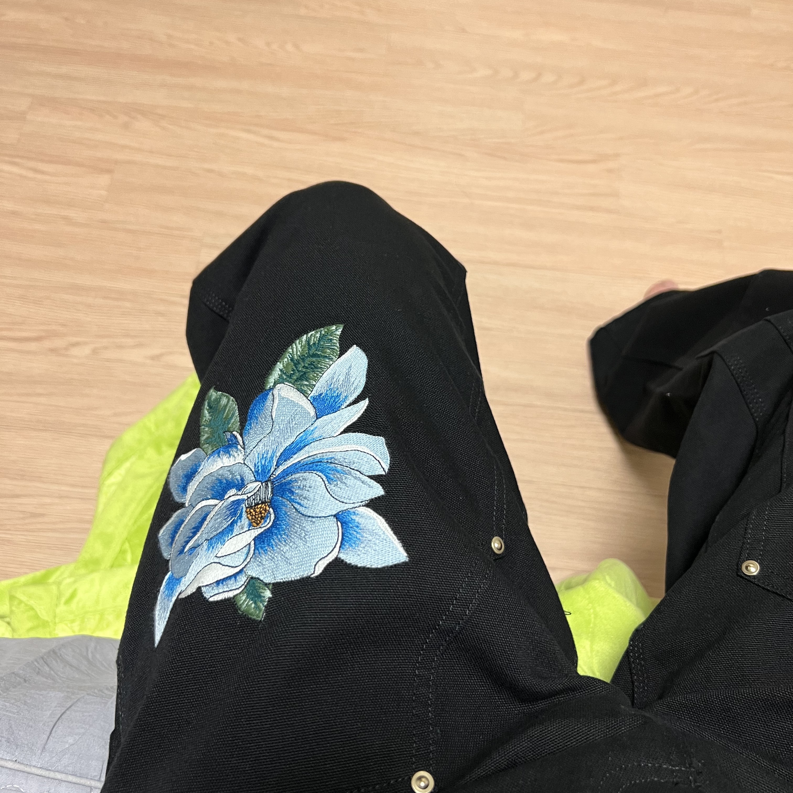 Carhartt WIP x Awake NY Double Knee Pants Black 착용 스타일 - 1