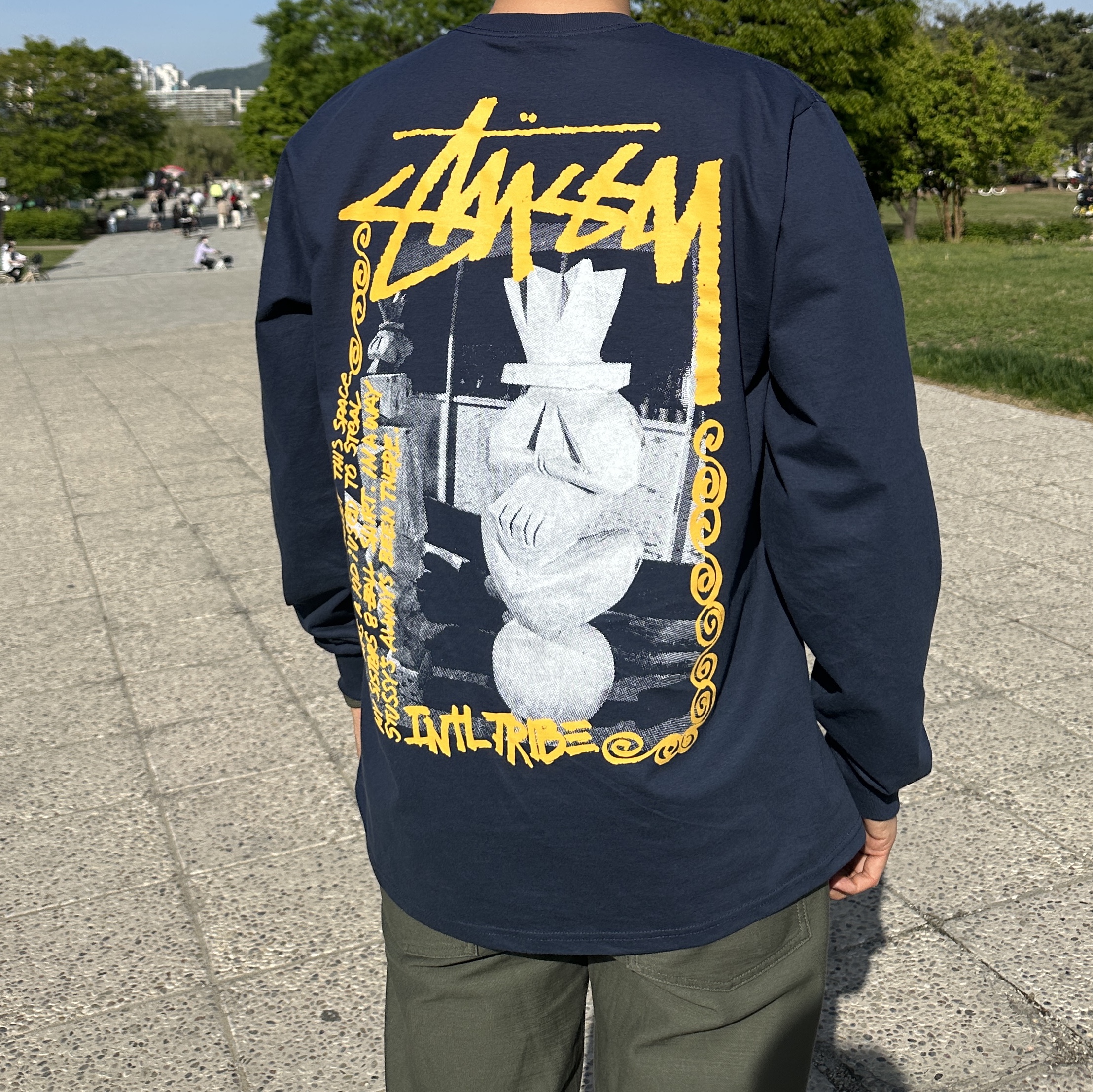 Stussy Landin LS T-Shirt Navy, Asics Gel-Sonoma 15-50 Oyster Grey Clay Grey 착용 스타일 - 4