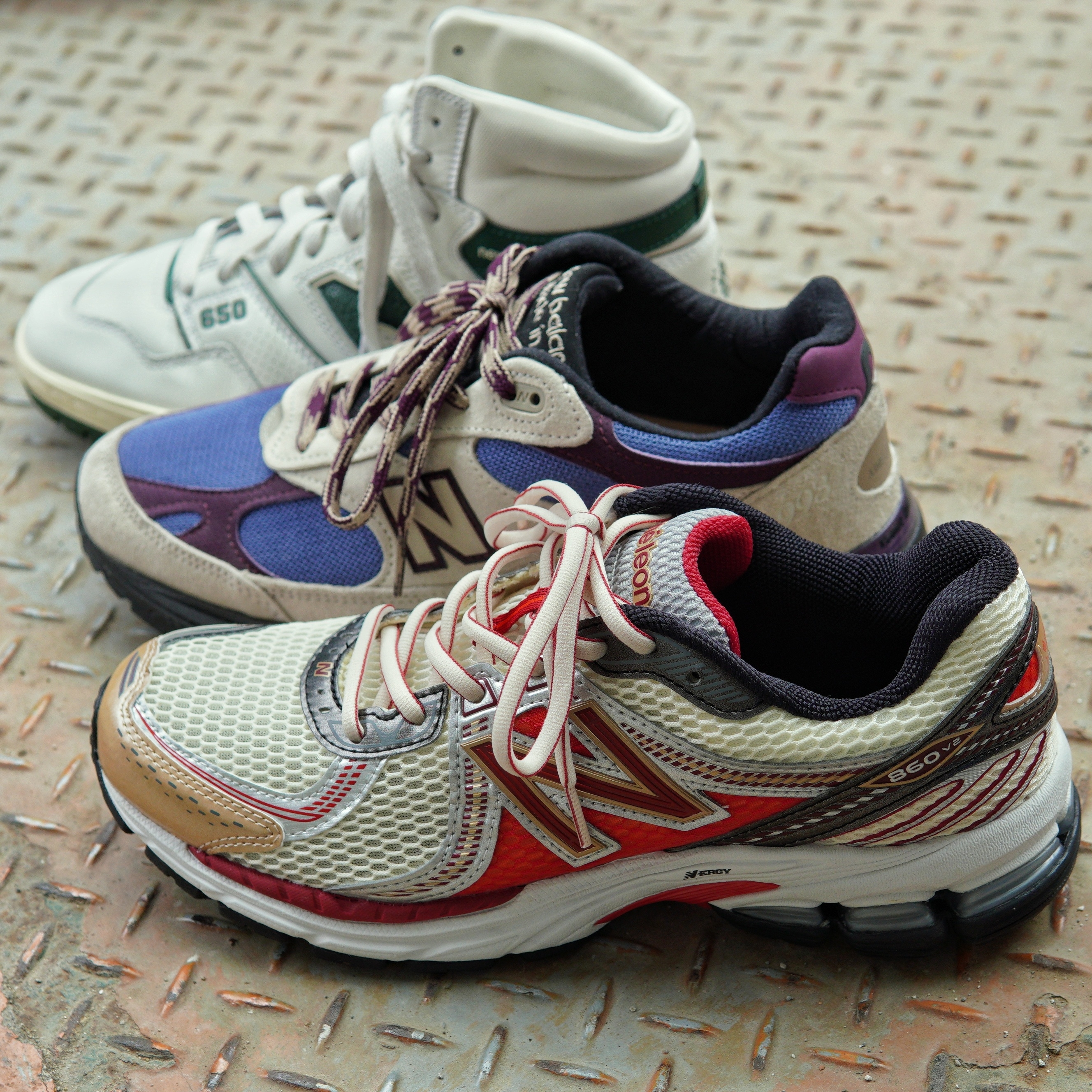 New Balance x Aime Leon Dore 650R White Green, New Balance x Aime Leon Dore 860v2 Red 착용 스타일 - 1