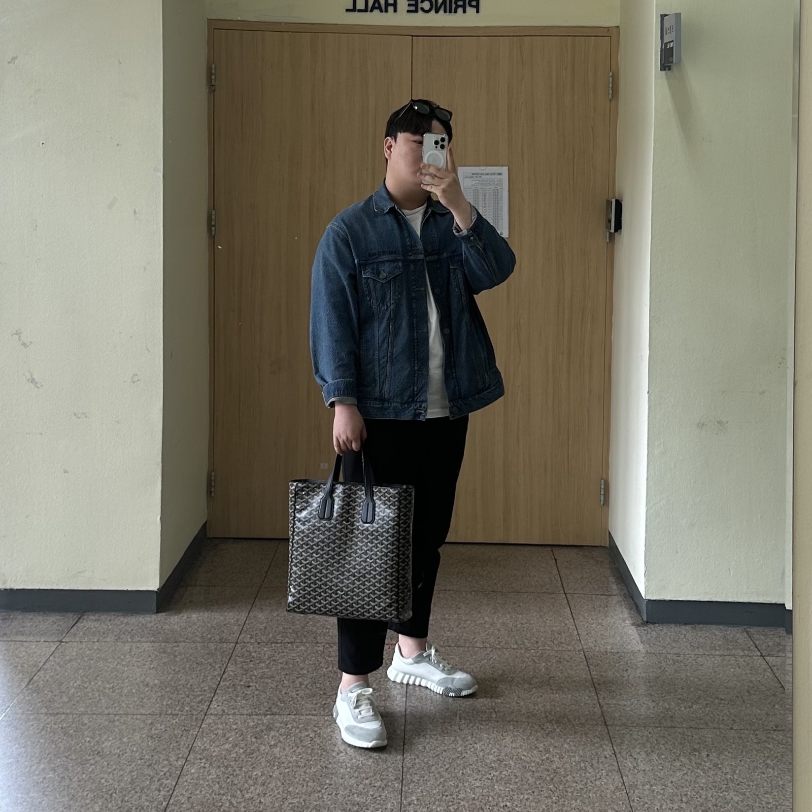 Goyard Voltaire Bag Black, Hermes Bouncing Sneakers Mesh Suede Goatskin & Blanc Blanc 착용 스타일