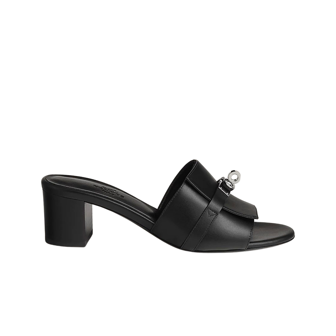 (W) 에르메스 지지 50 샌들 카프스킨 & 팔라듐 하드웨어 누아((W) Hermes Gigi 50 Sandal Calfskin & Palladium Noir) - 1