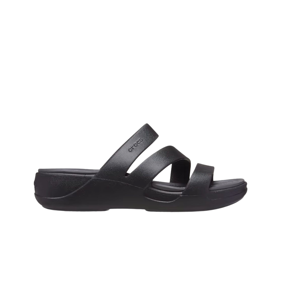 (W) 크록스 보카 스트래피 웨지 블랙((W) Crocs Boca Strappy Wedge Black) - 1