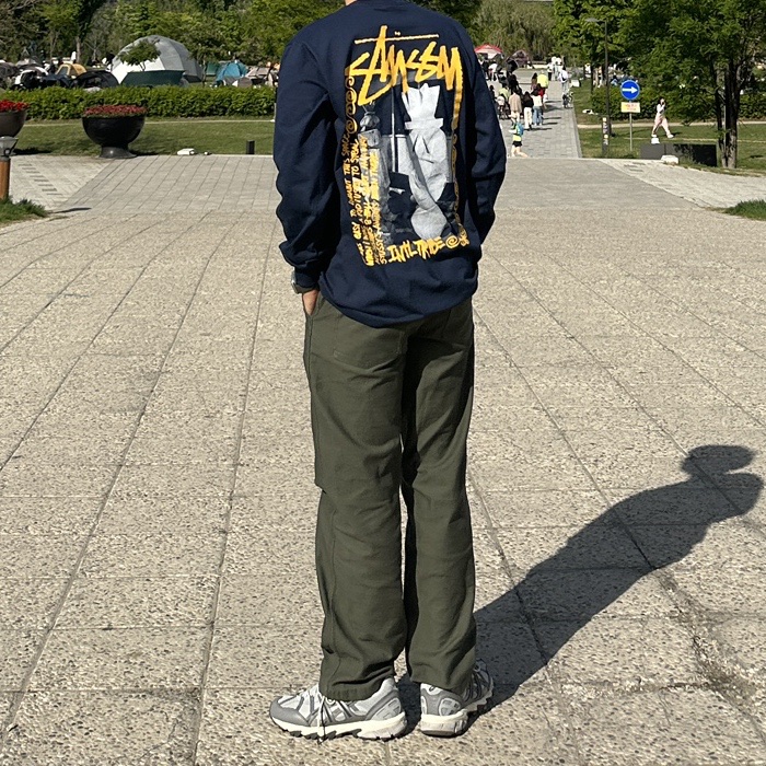 Stussy Landin LS T-Shirt Navy, Asics Gel-Sonoma 15-50 Oyster Grey Clay Grey 착용 스타일 - 2