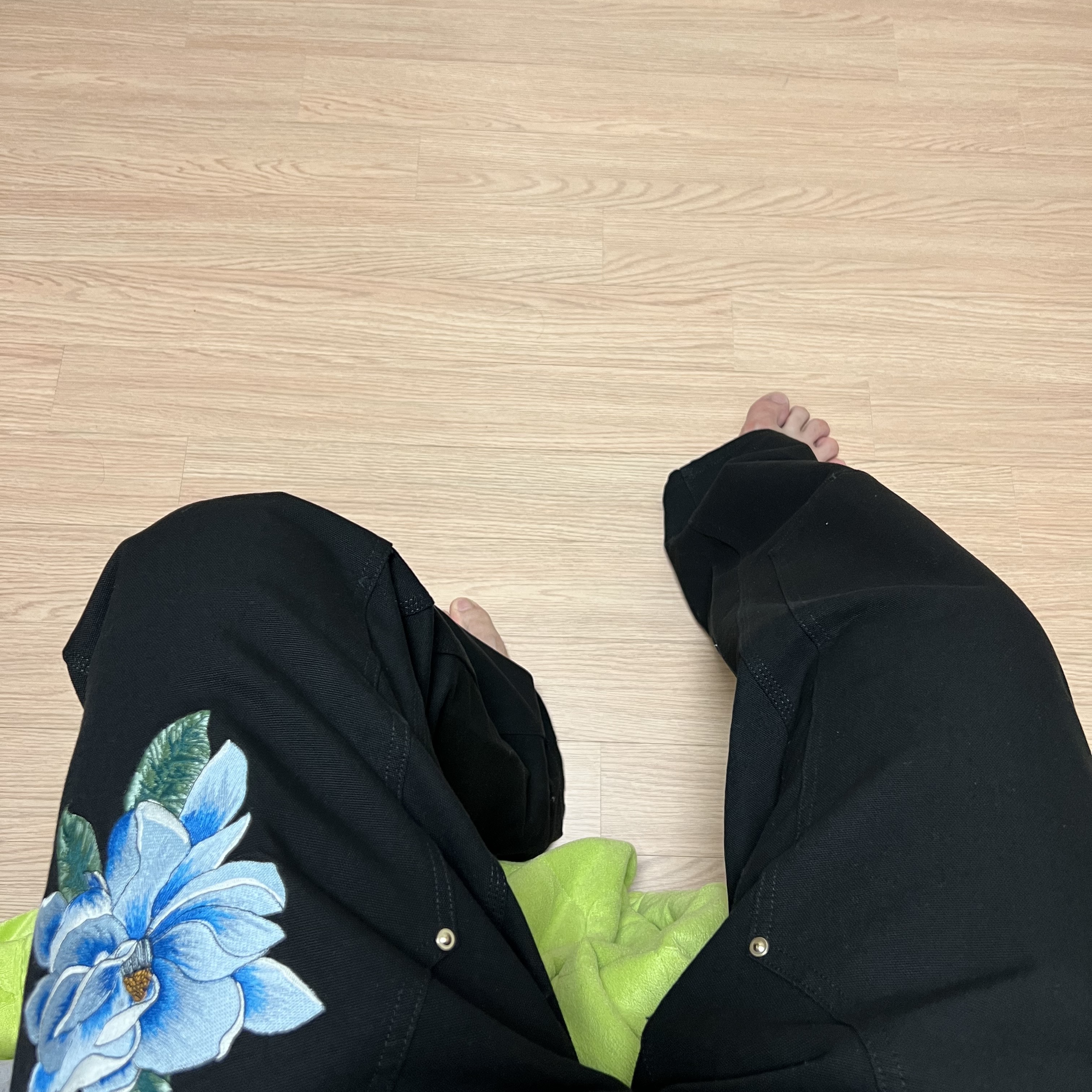 Carhartt WIP x Awake NY Double Knee Pants Black 착용 스타일 - 2