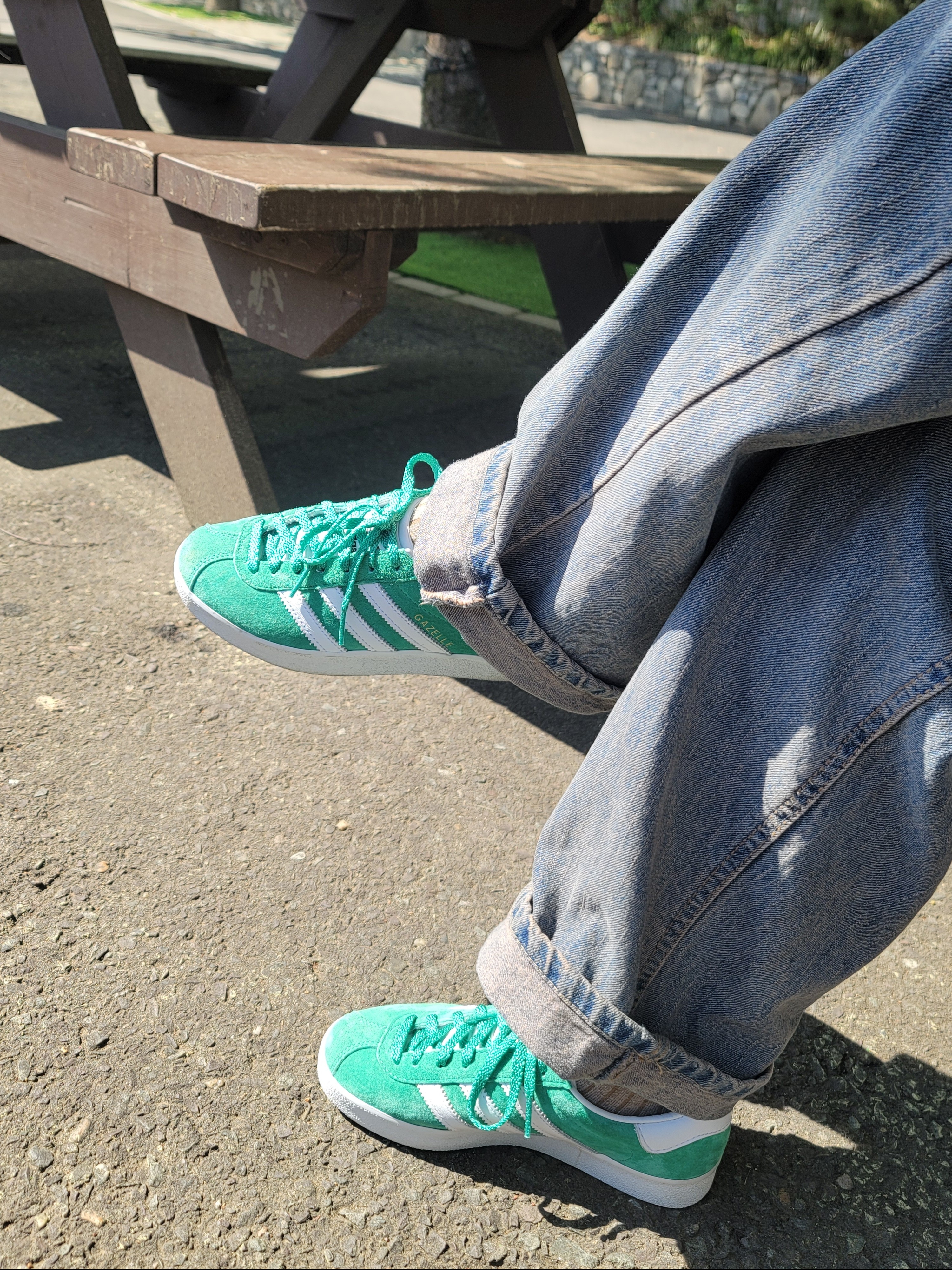 Adidas Gazelle 85 Semi Court Green 착용 스타일 - 2