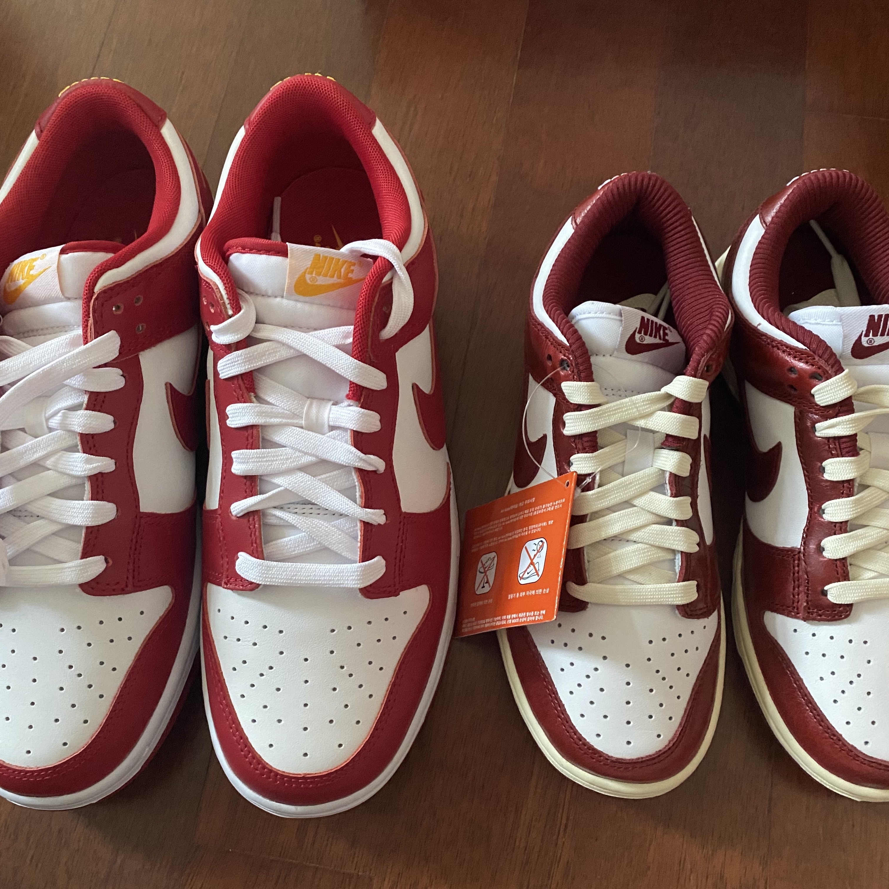 (W) Nike Dunk Low Retro PRM Team Red and White, Nike Dunk Low Retro Gym Red 착용 스타일 - 2