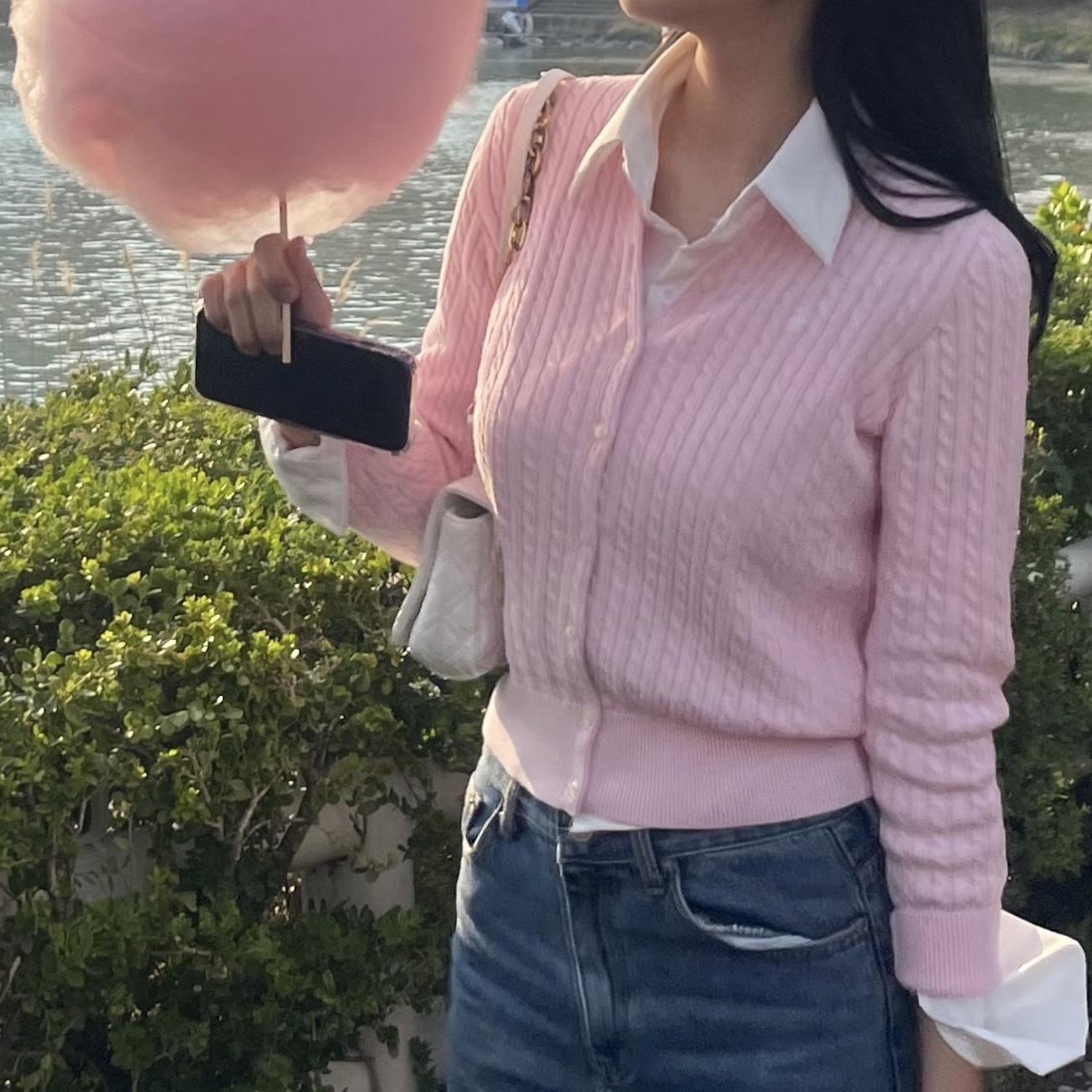 [30% 적립] Polo Ralph Lauren Children Mini Cable Cotton Cardigan Pink 착용 스타일