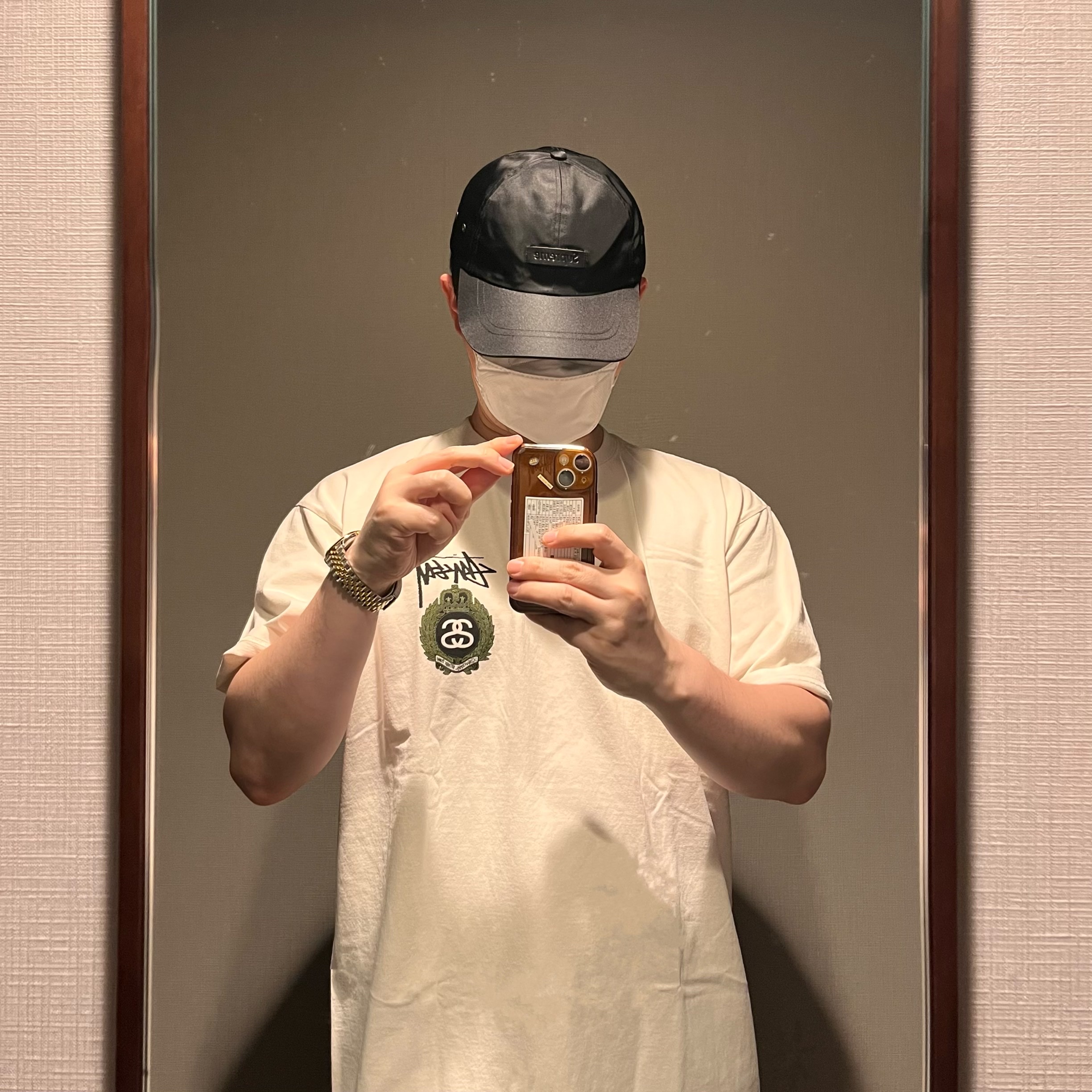 Supreme Leather Patch 6-Panel Black - 23SS, Stussy Crown Wreath Pigment Dyed T-Shirt Natural 착용 스타일
