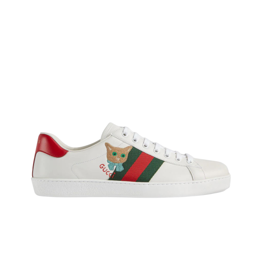 Gucci Ace Cat Embroidered Sneakers White