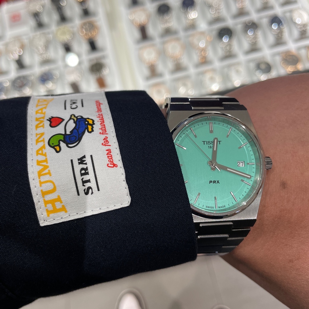 Human Made Drizzler Jacket Navy, Tissot PRX 40mm Quartz Steel Light Green 착용 스타일