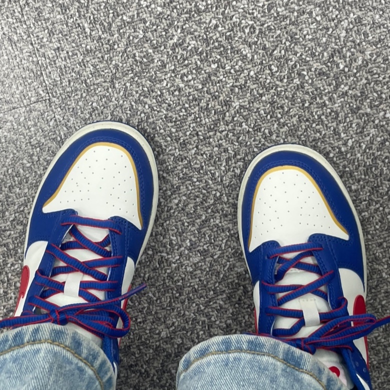 (PS) Nike Dunk Low Game Royal University Red 착용 스타일 - 1