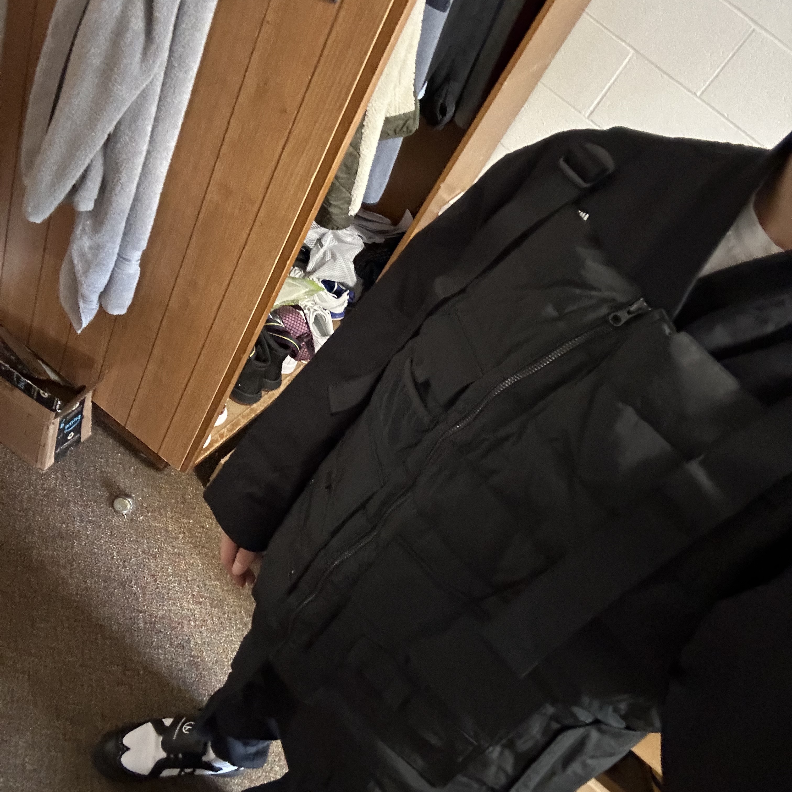Nike x Peaceminusone 2+1 Jacket Black (DR0100-010), Nike x Peaceminusone Kwondo1 Black and White 착용 스타일 - 1