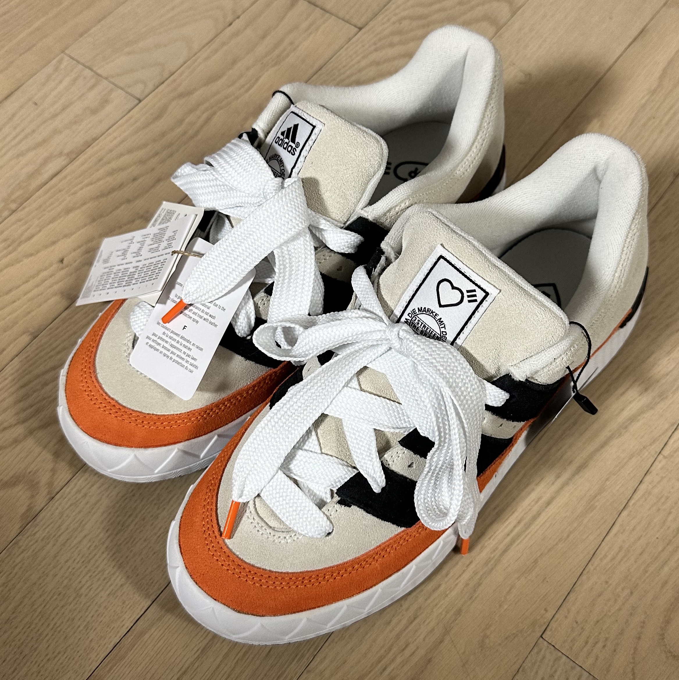 Adidas x Human Made Adimatic White 착용 스타일 - 1