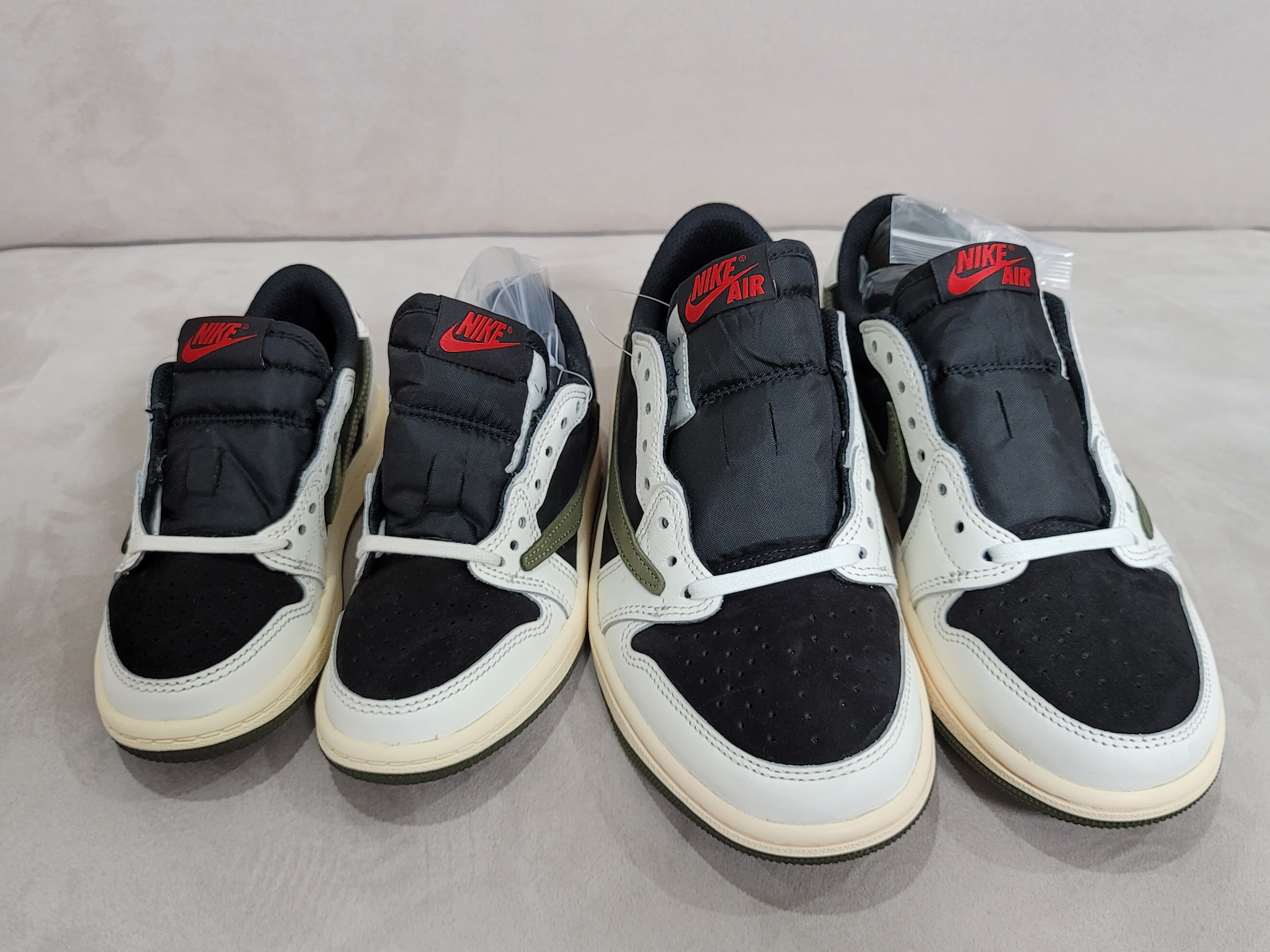 (W) Jordan 1 x Travis Scott Retro Low OG SP Medium Olive, (PS) Jordan 1 x Travis Scott Retro Low OG SP Medium Olive 착용 스타일 - 2