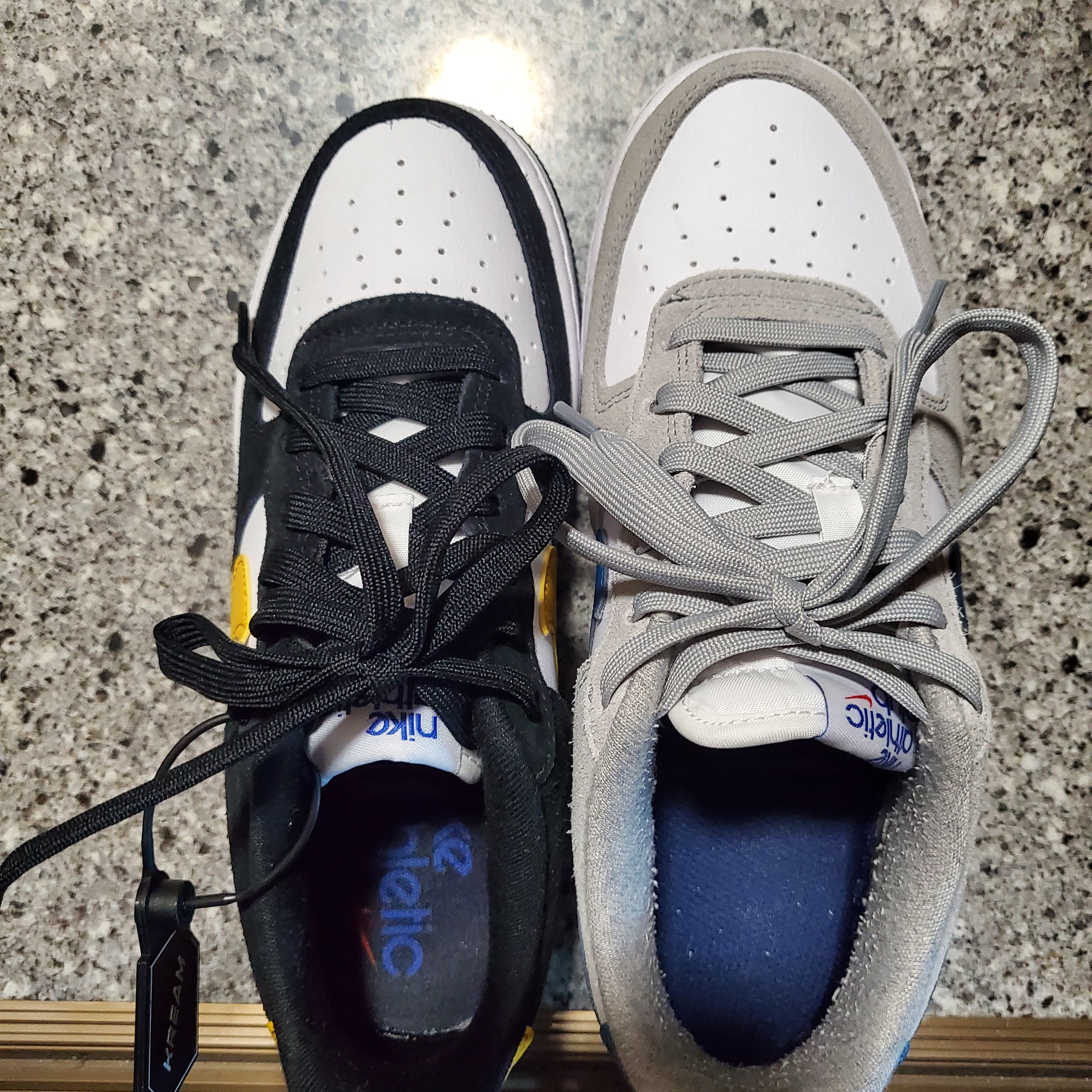 (GS) Nike Air Force 1 LV8 Athletic Club Black Dark Sulfur, (GS) Nike Air Force 1 LV8 Athletic Club Light Smoke Grey Marina 착용 스타일 - 3