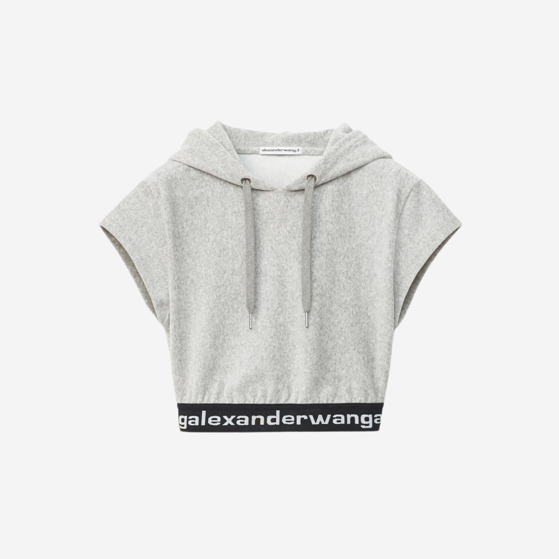 (W) Alexander Wang Cap Sleeve Hoodie in Stretch Corduroy Grey 상세 이미지 1