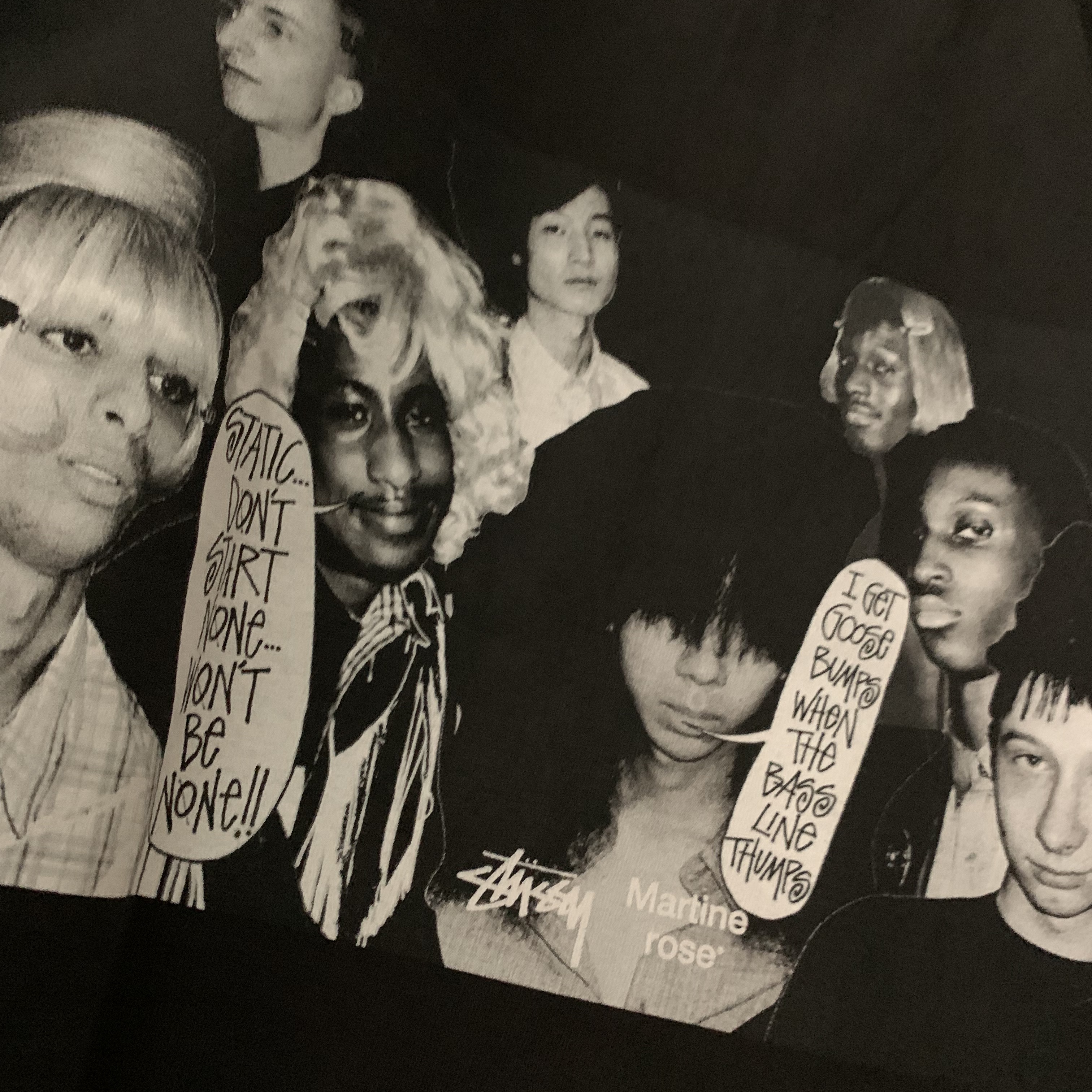 Stussy x Martine Rose Collage Pigment Dyed T-Shirt Black 착용 스타일