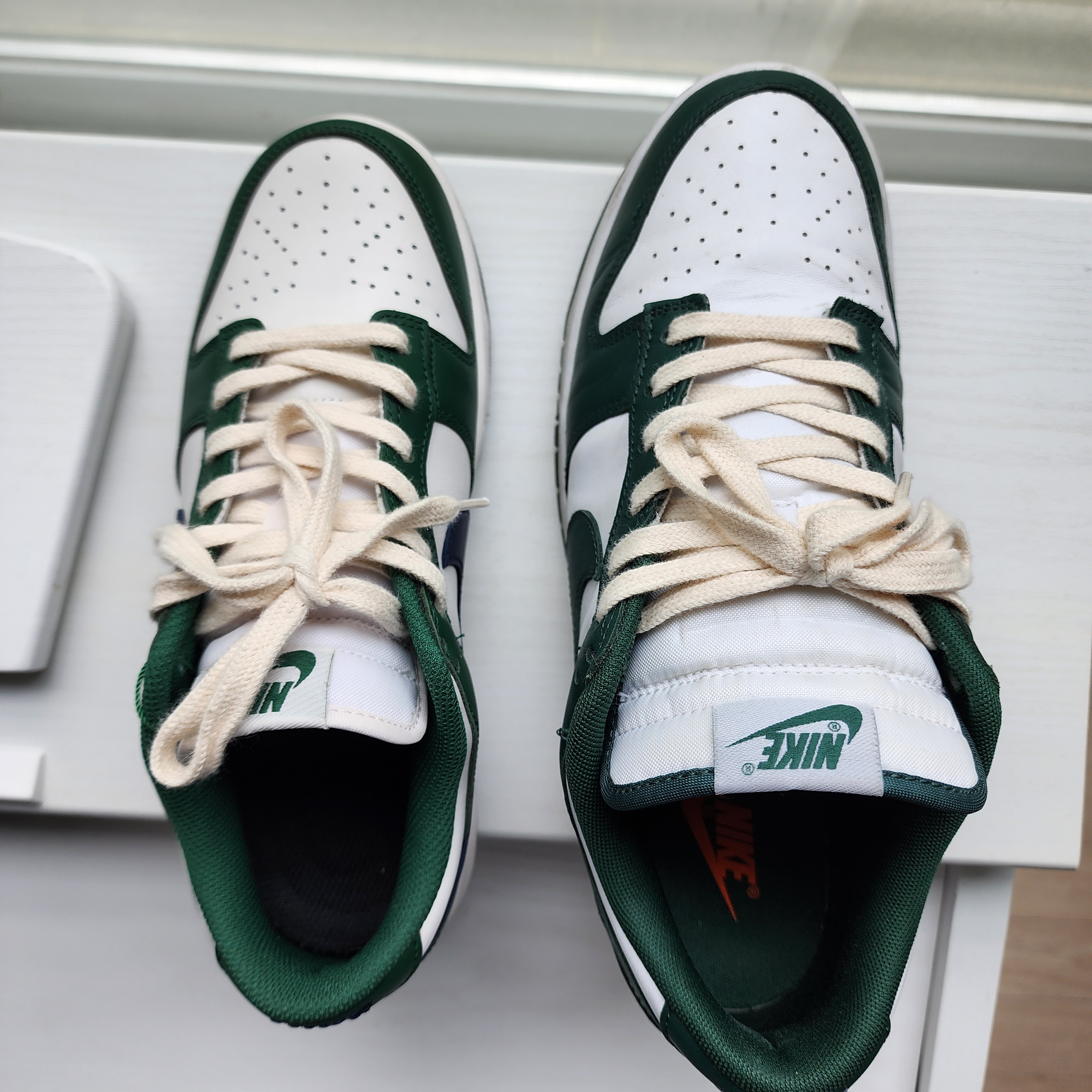 (W) Nike Dunk Low Gorge Green, Nike Dunk Low Retro Varsity Green 착용 스타일 - 1