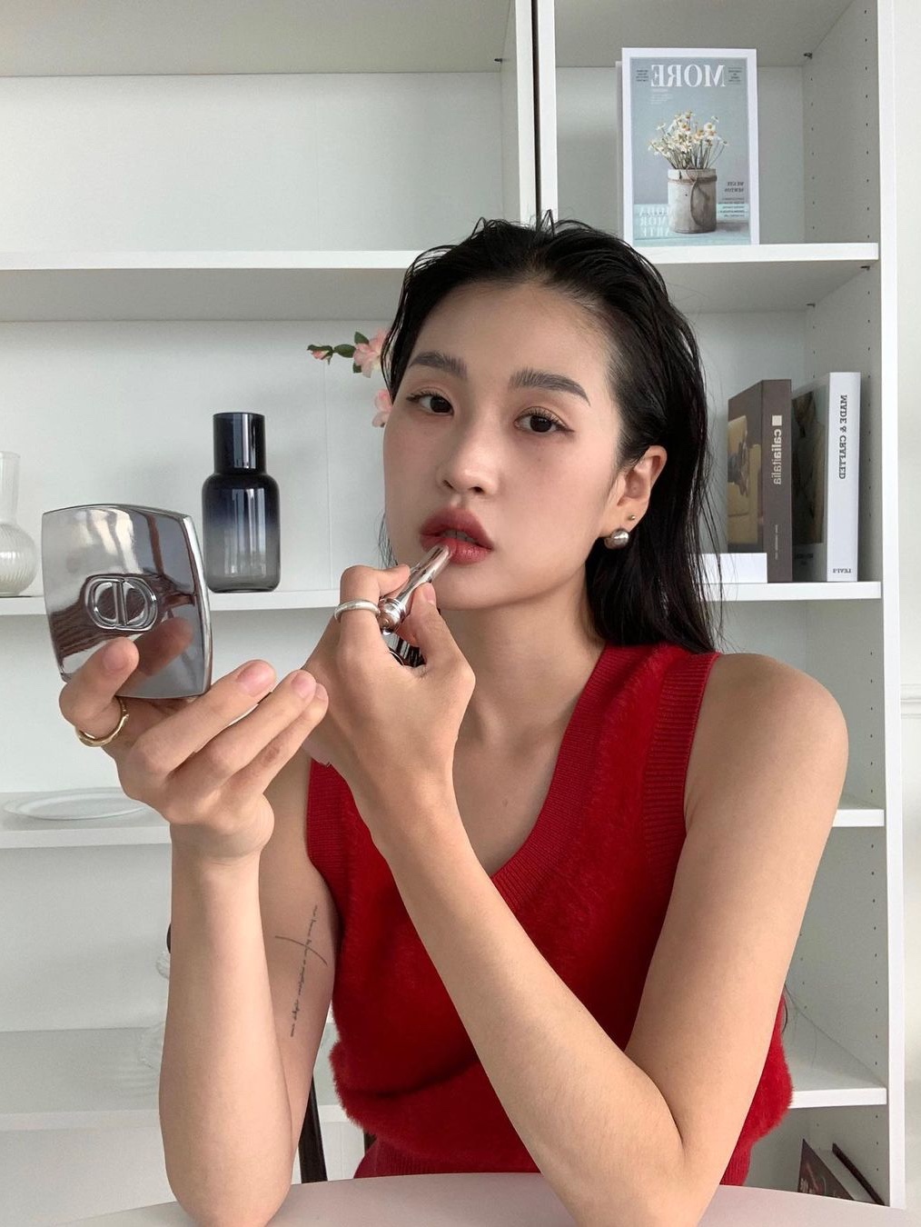 Dior Addict Lipstick 652 Rose Dior 착용 스타일