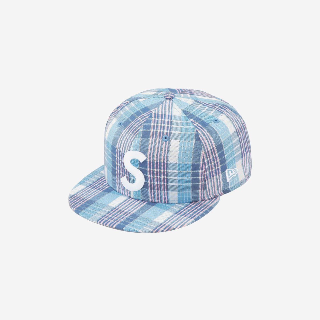 Supreme Metallic Plaid S Logo New Era Light Blue - 23SS 상세 이미지 1