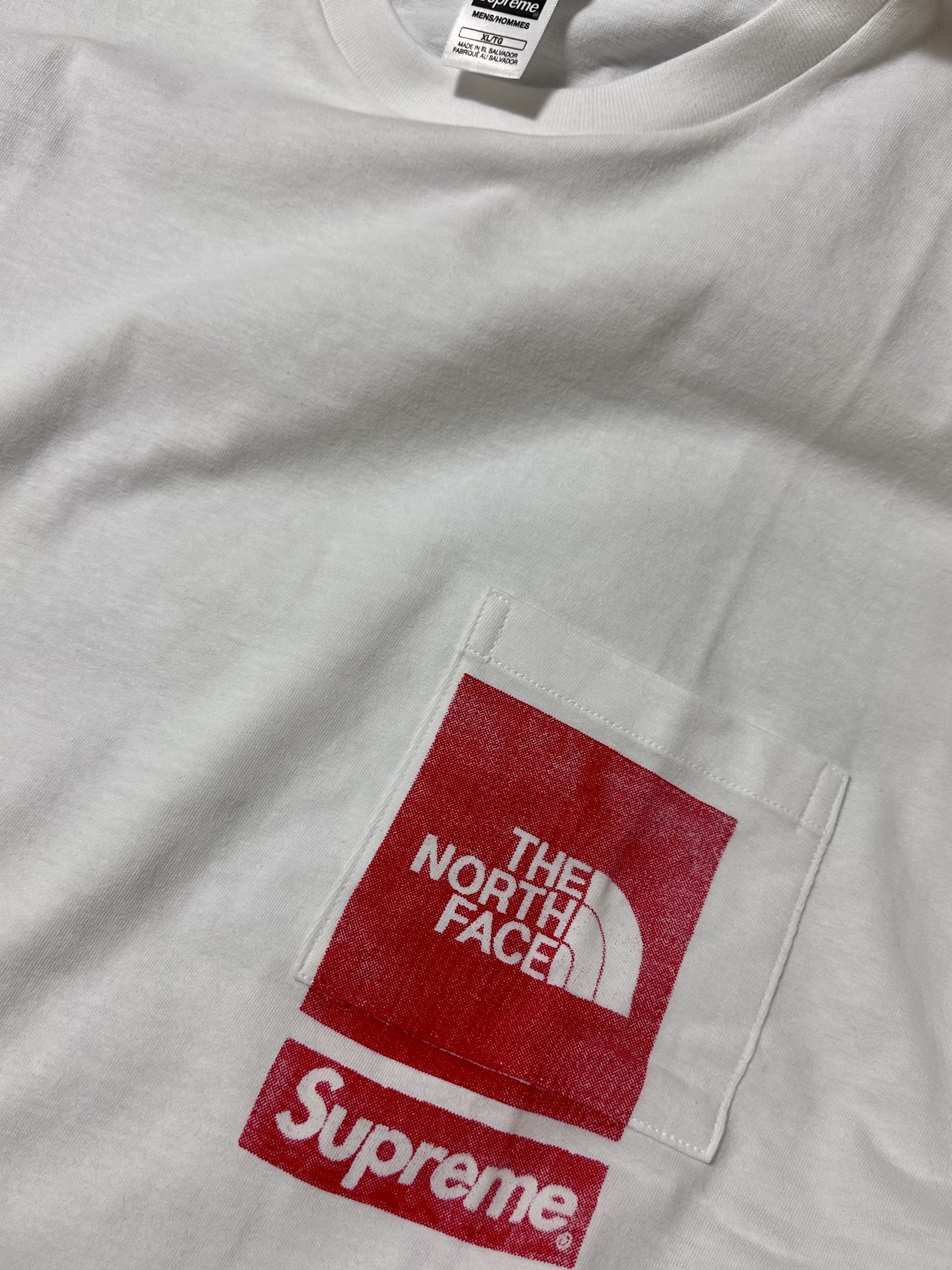Supreme x The North Face Printed Pocket T-Shirt White - 23SS 착용 스타일