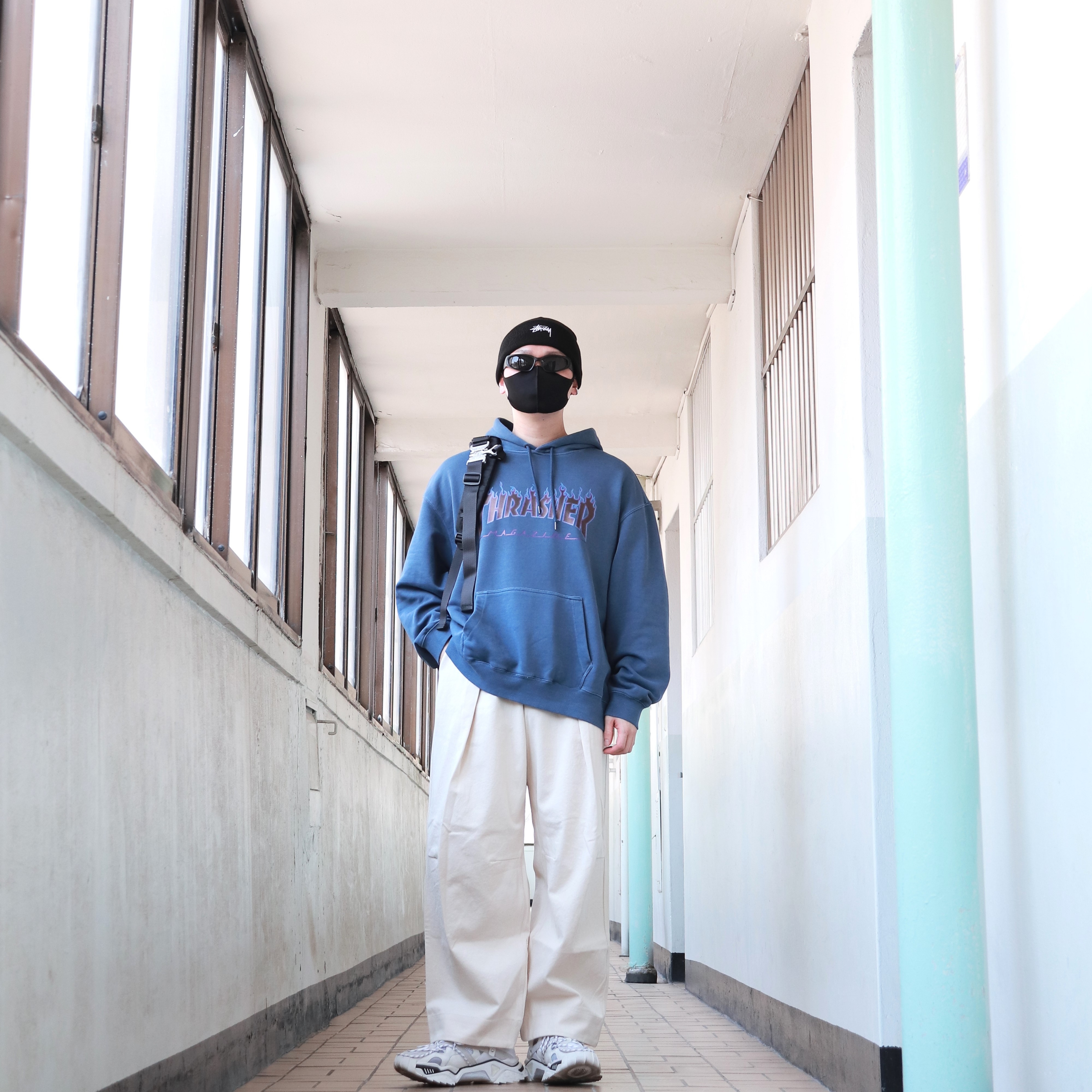Stussy Stock Cuff Beanie Black 착용 스타일