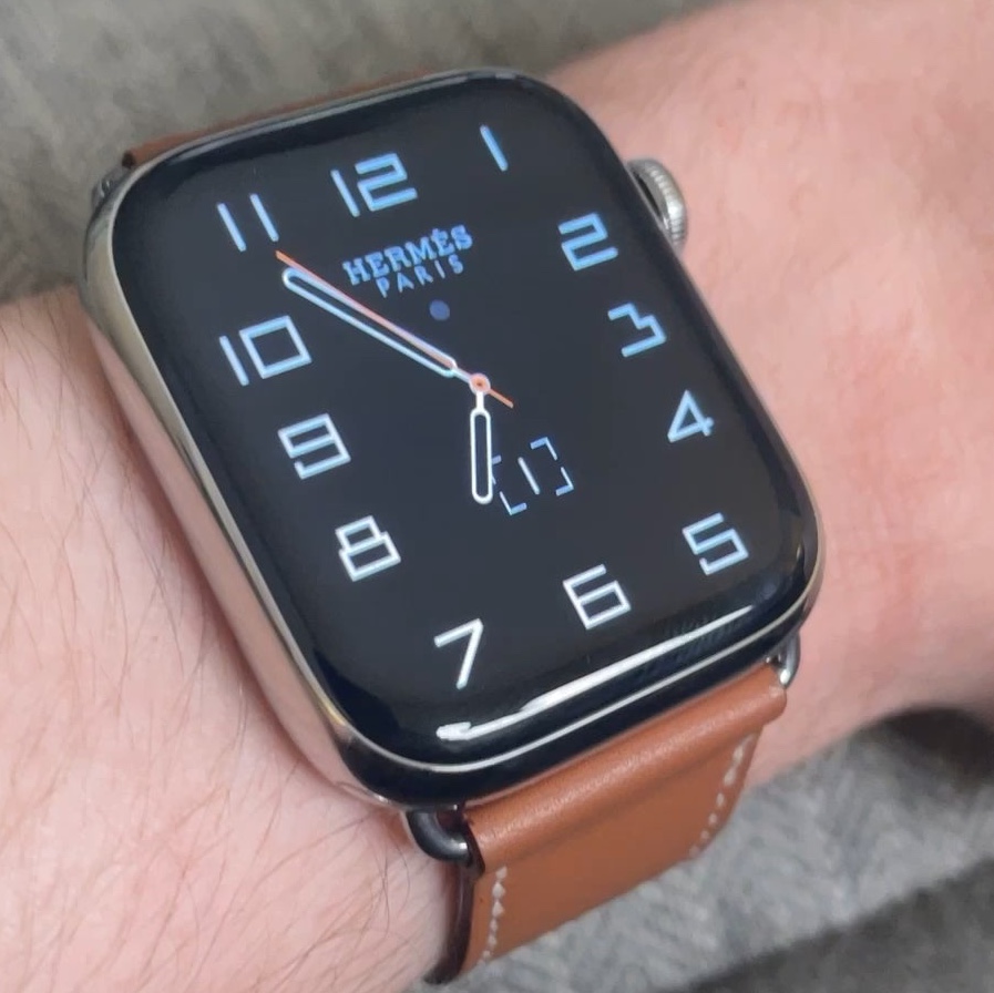 Apple Watch Hermes Series 7 45mm Silver Stainless Steel Case with Attelage Single Tour Gold (Korean Ver.) 착용 스타일
