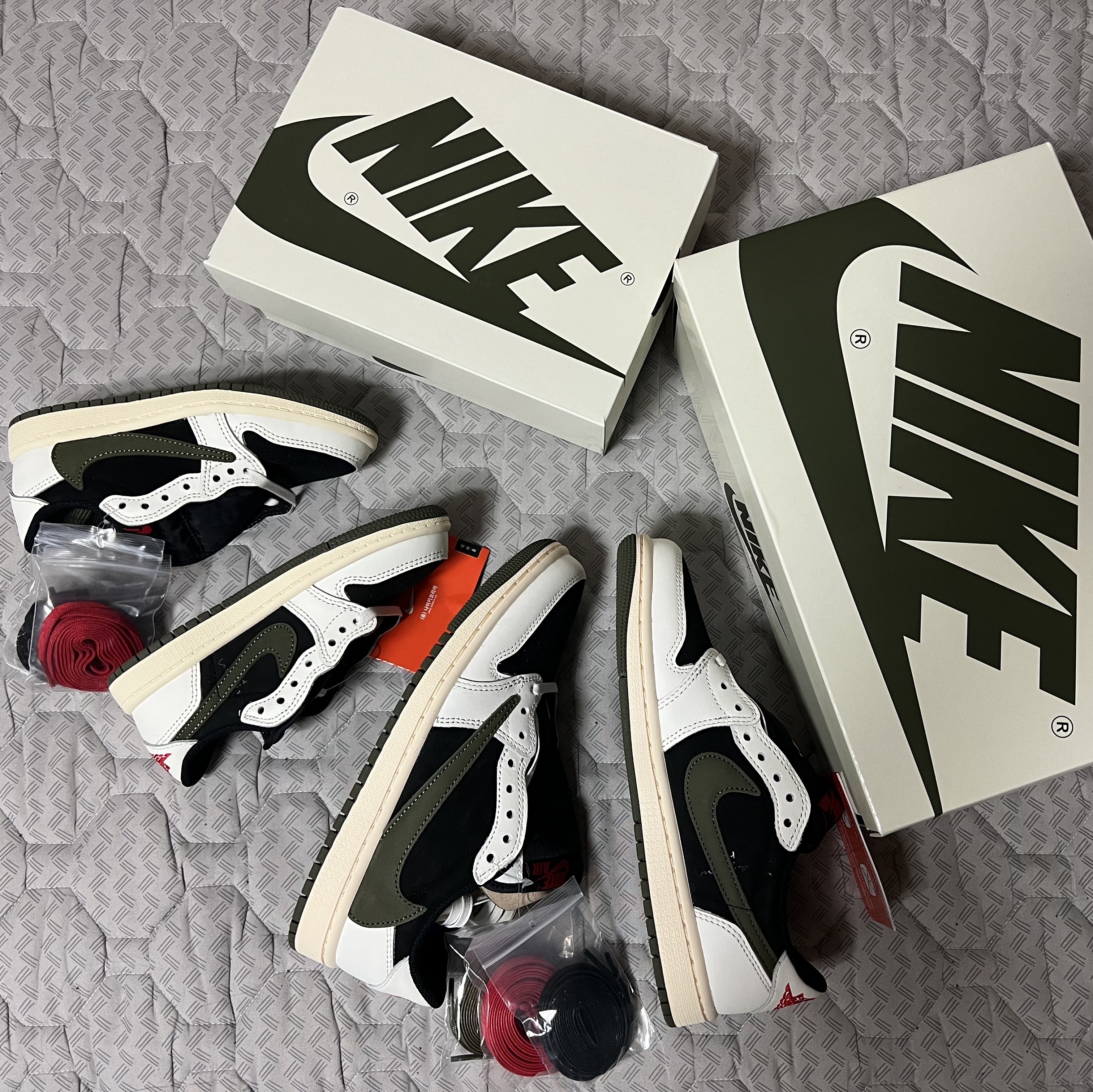 (W) Jordan 1 x Travis Scott Retro Low OG SP Medium Olive, (PS) Jordan 1 x Travis Scott Retro Low OG SP Medium Olive 착용 스타일