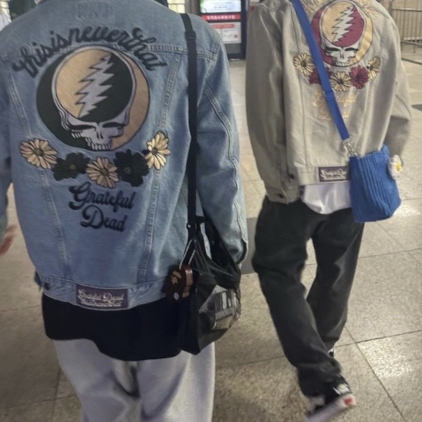 Vans Vault x Imran Potato Knu-Skool VR3 LX Black White, Thisisneverthat x Grateful Dead Lightning Trucker Jacket Washed Blue 착용 스타일