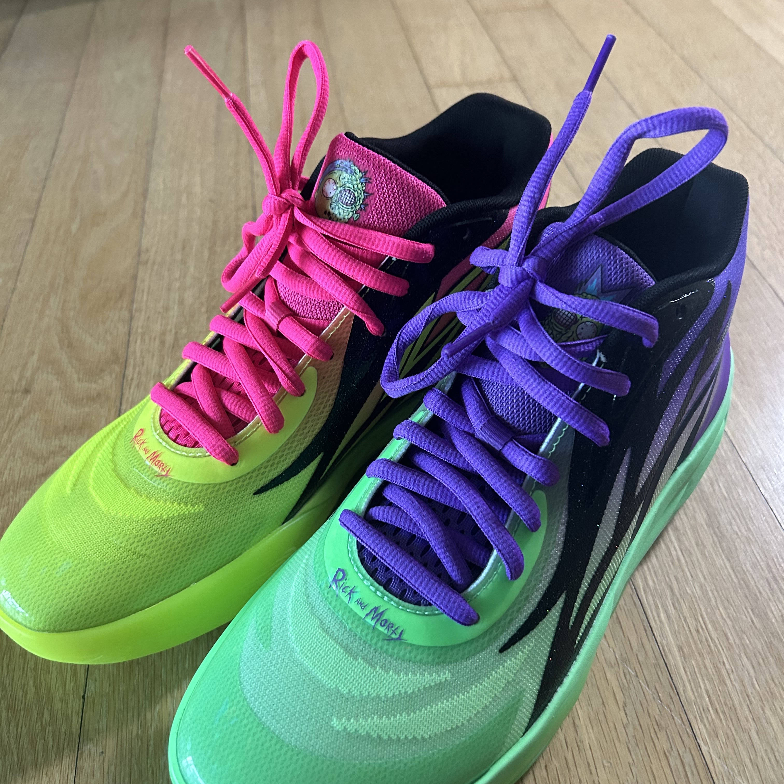 Puma x Rick & Morty MB.02 Lamelo Ball Safety Yellow Elektro Green 착용 스타일