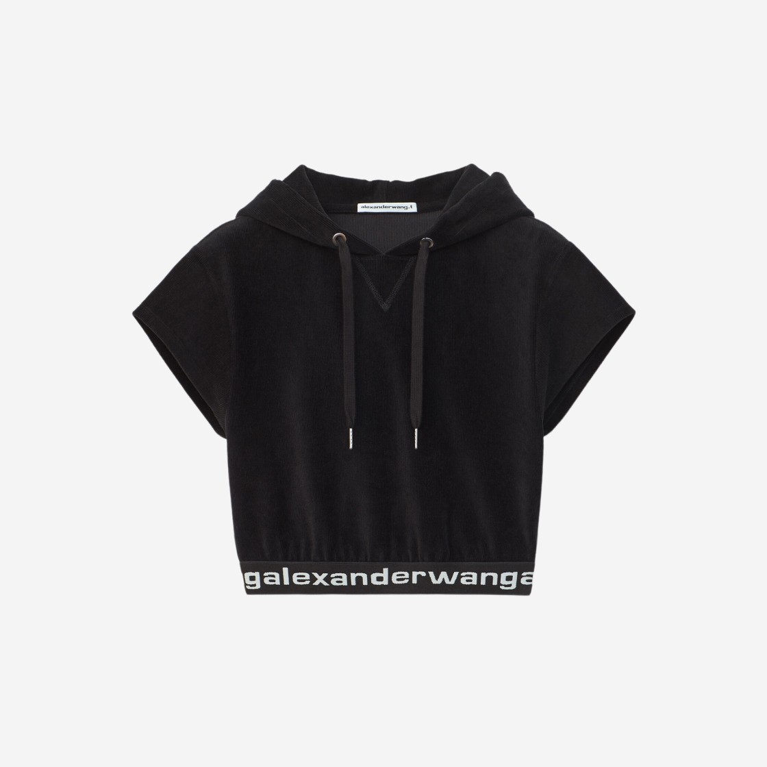 (W) Alexander Wang Cap Sleeve Hoodie in Stretch Corduroy Black 상세 이미지 1