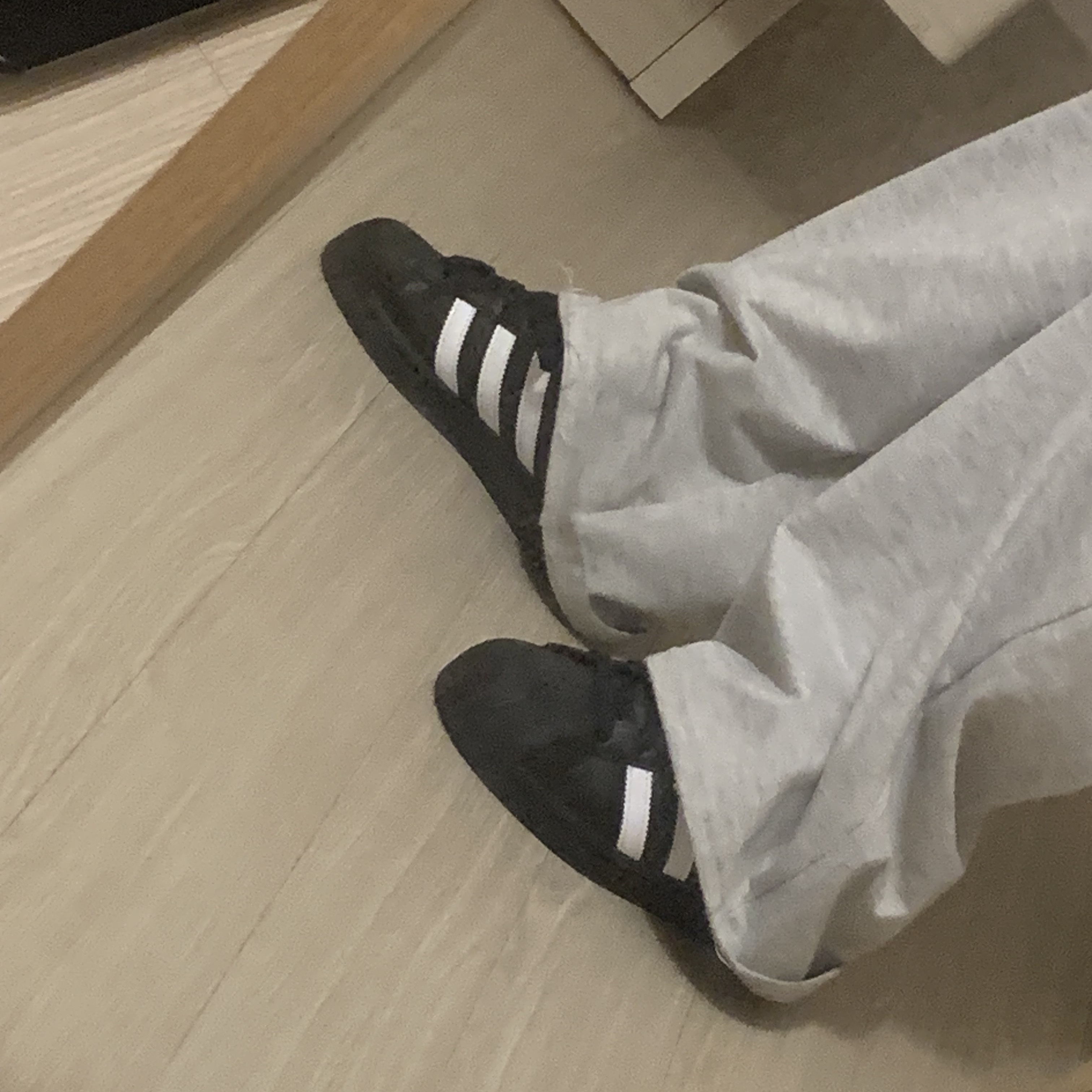 (J) Adidas Superstar Black White 착용 스타일