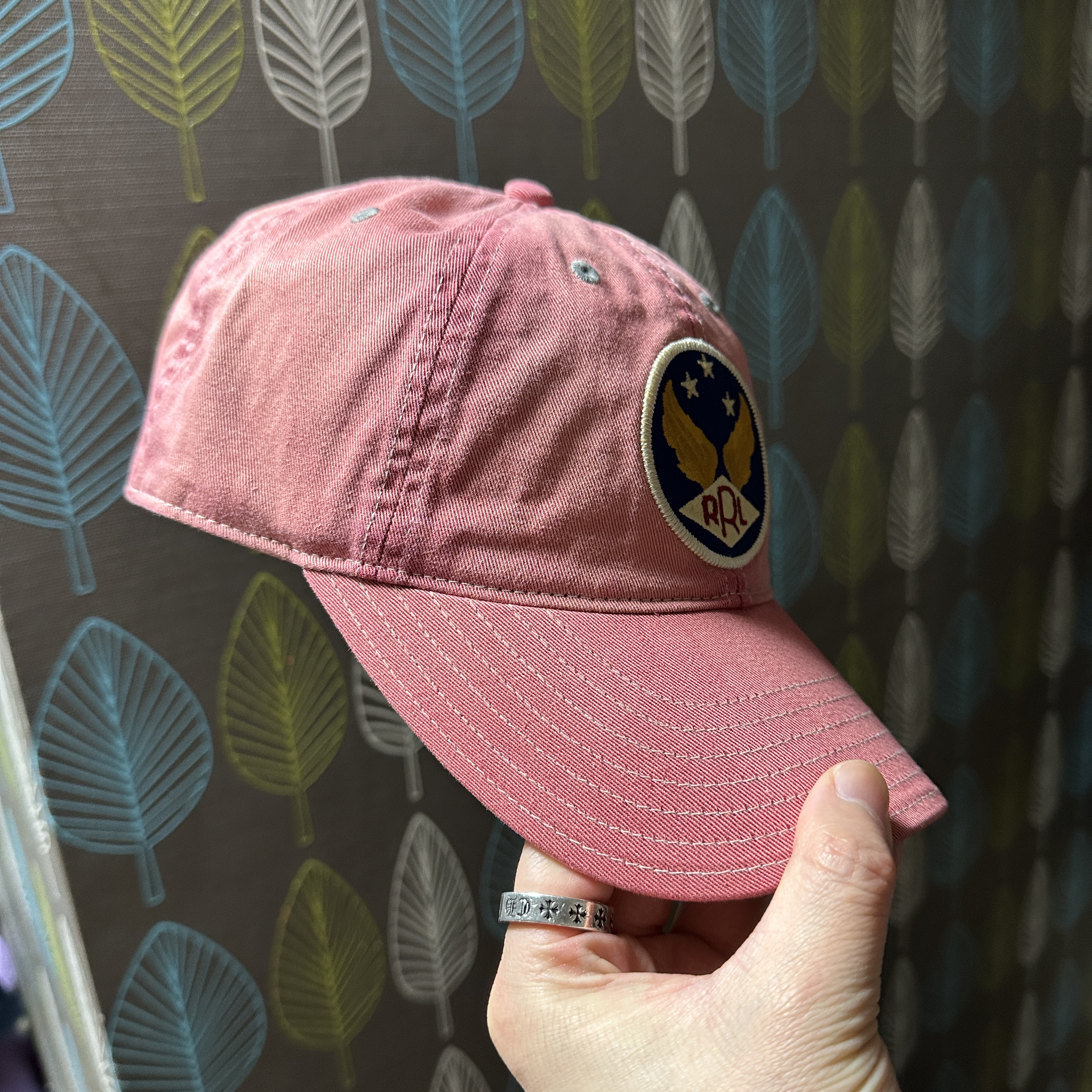 Double RL Garment Dyeing Twill Ball Cap Red 착용 스타일 - 3