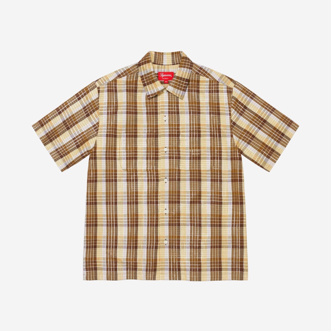 Supreme Metallic Plaid S/S Shirt Brown - 23SS 상세 이미지 1