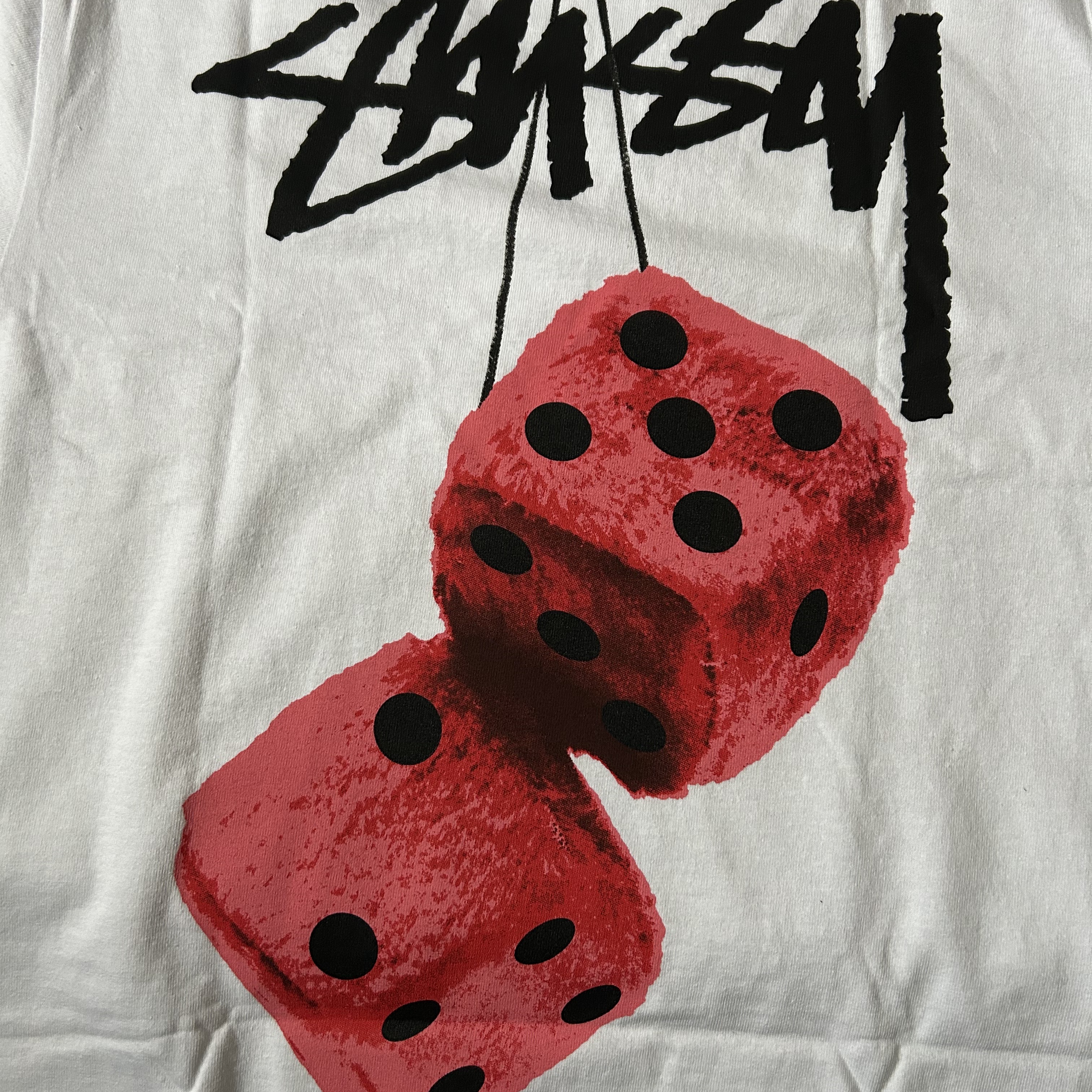 Stussy Fuzzy Dice T-Shirt White 착용 스타일
