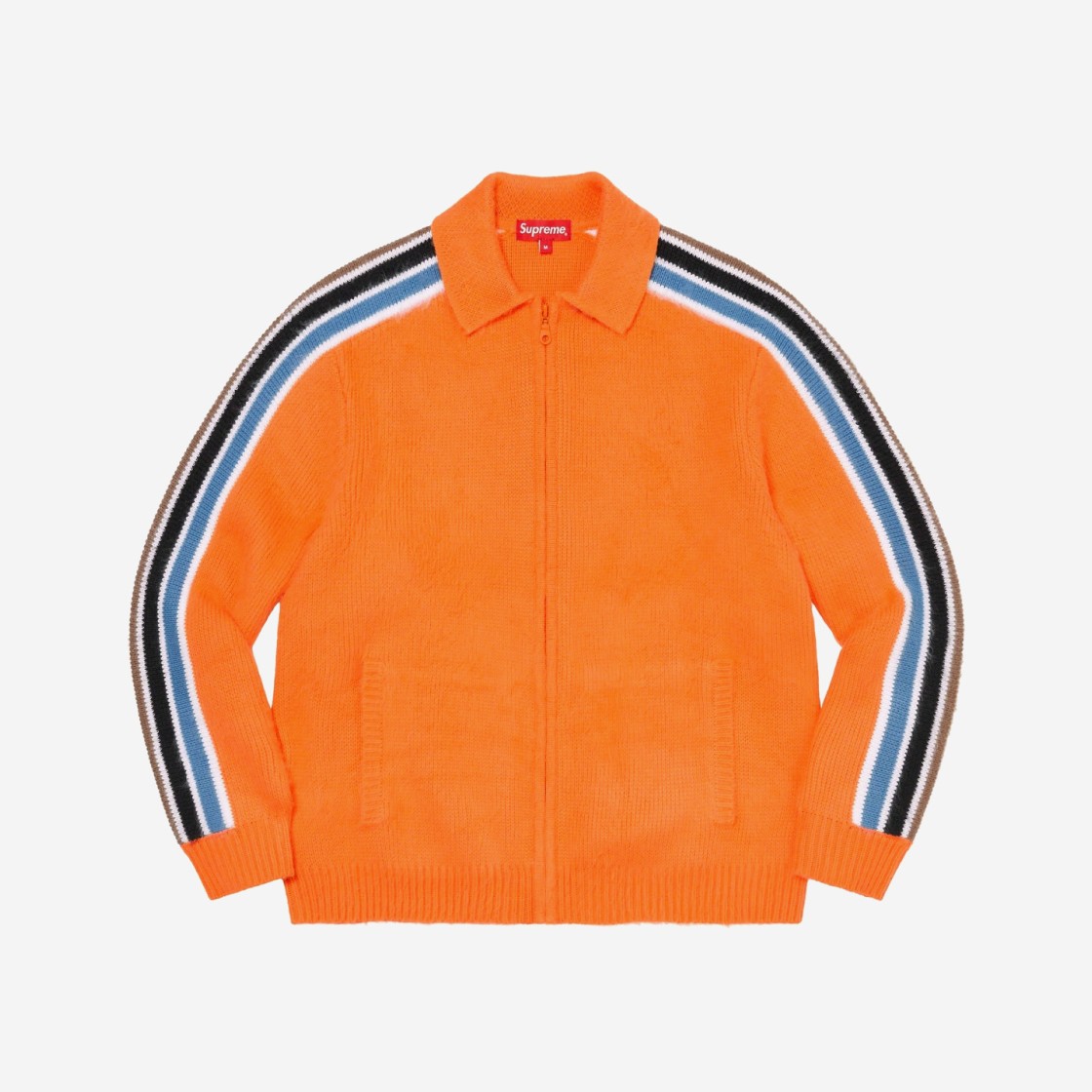 Supreme Sleeve Stripe Zip Up Sweater Orange - 23SS 상세 이미지 1