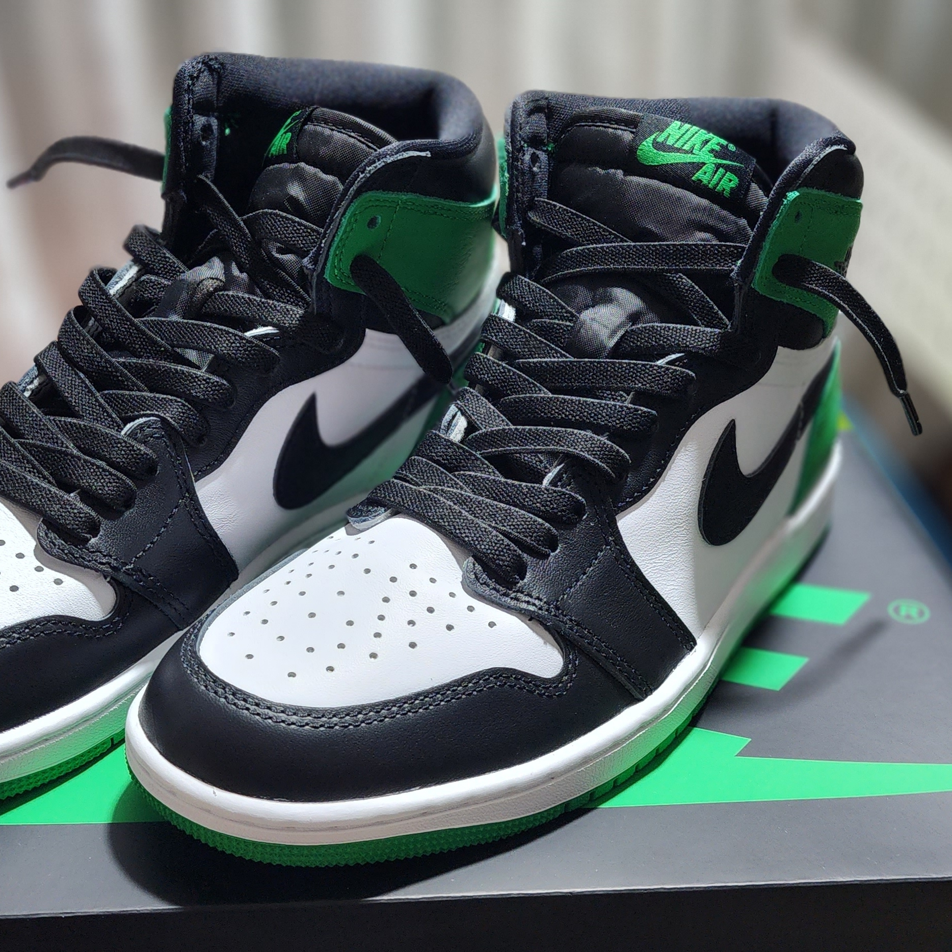 Jordan 1 Retro High OG Black and Lucky Green 착용 스타일 - 2
