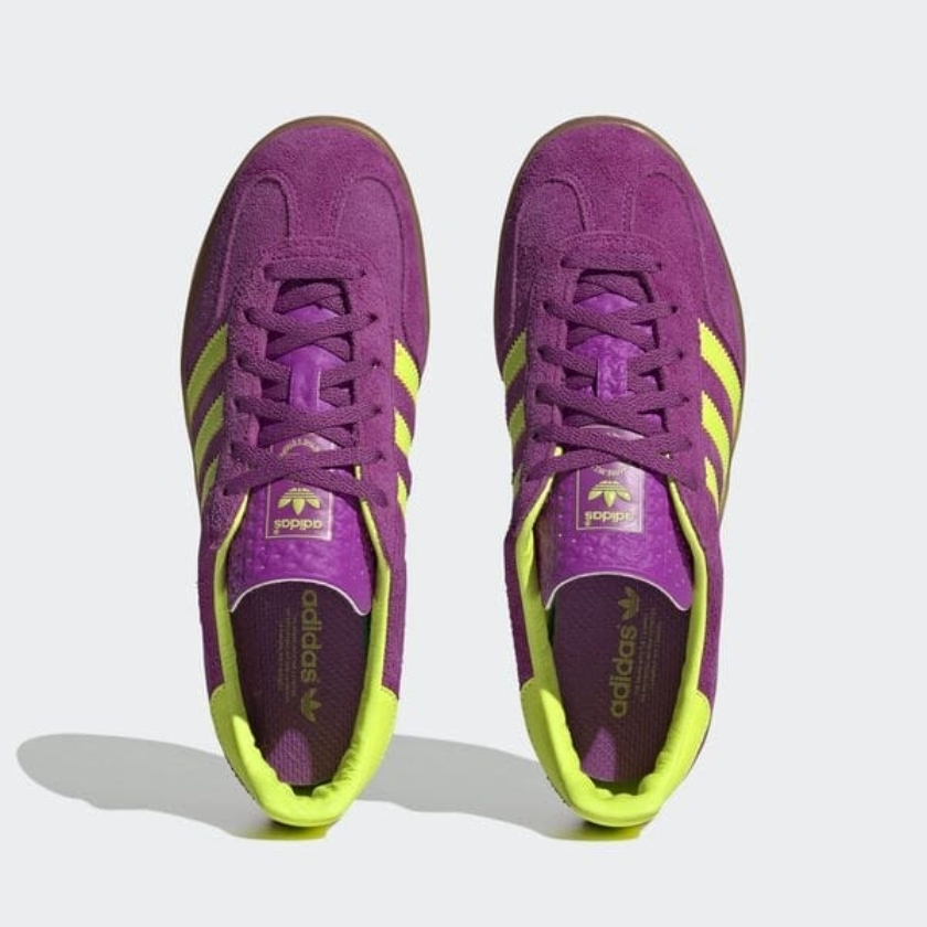 (W) Adidas Gazelle Indoor Purple Yellow 착용 스타일 - 5