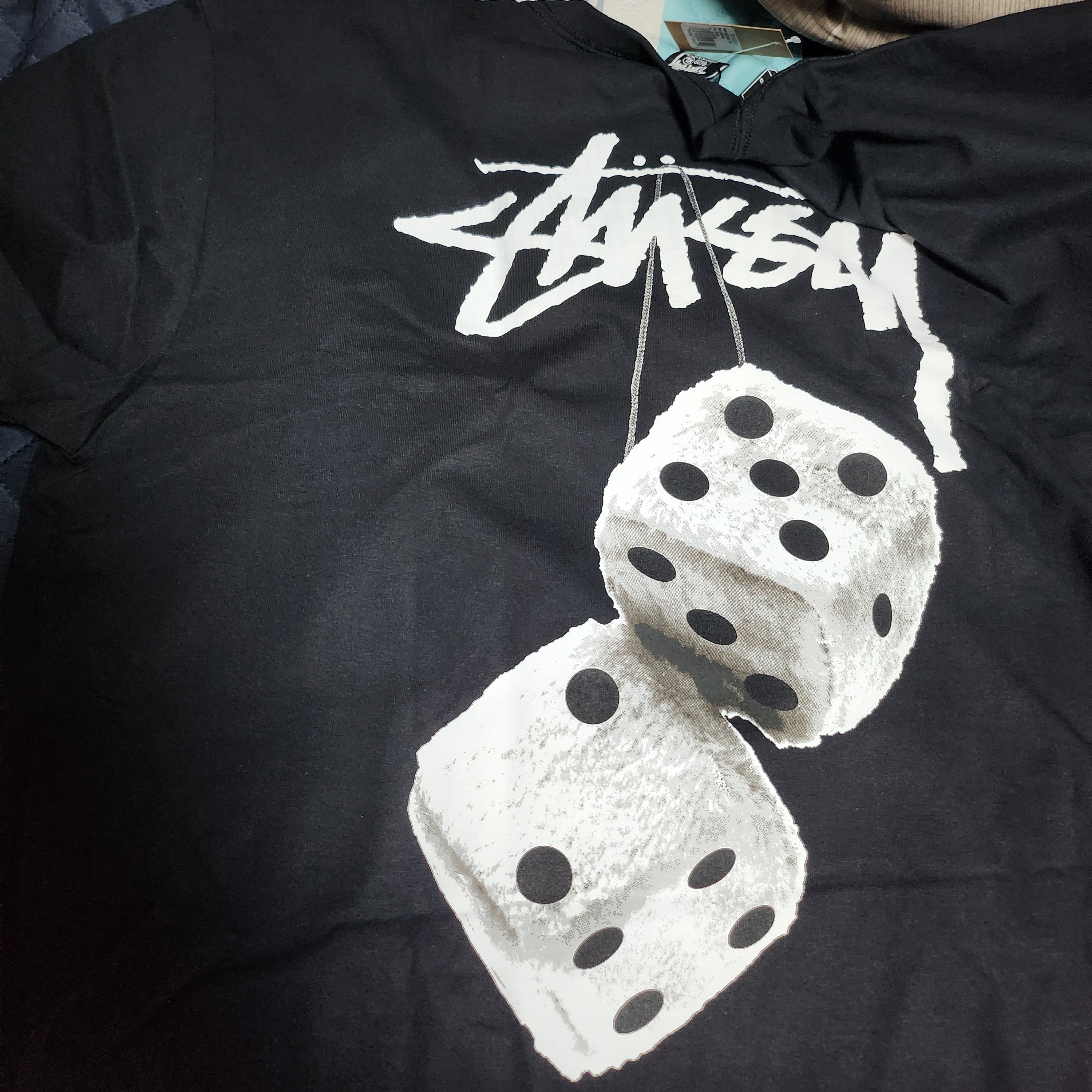 Stussy Fuzzy Dice T-Shirt Black 착용 스타일