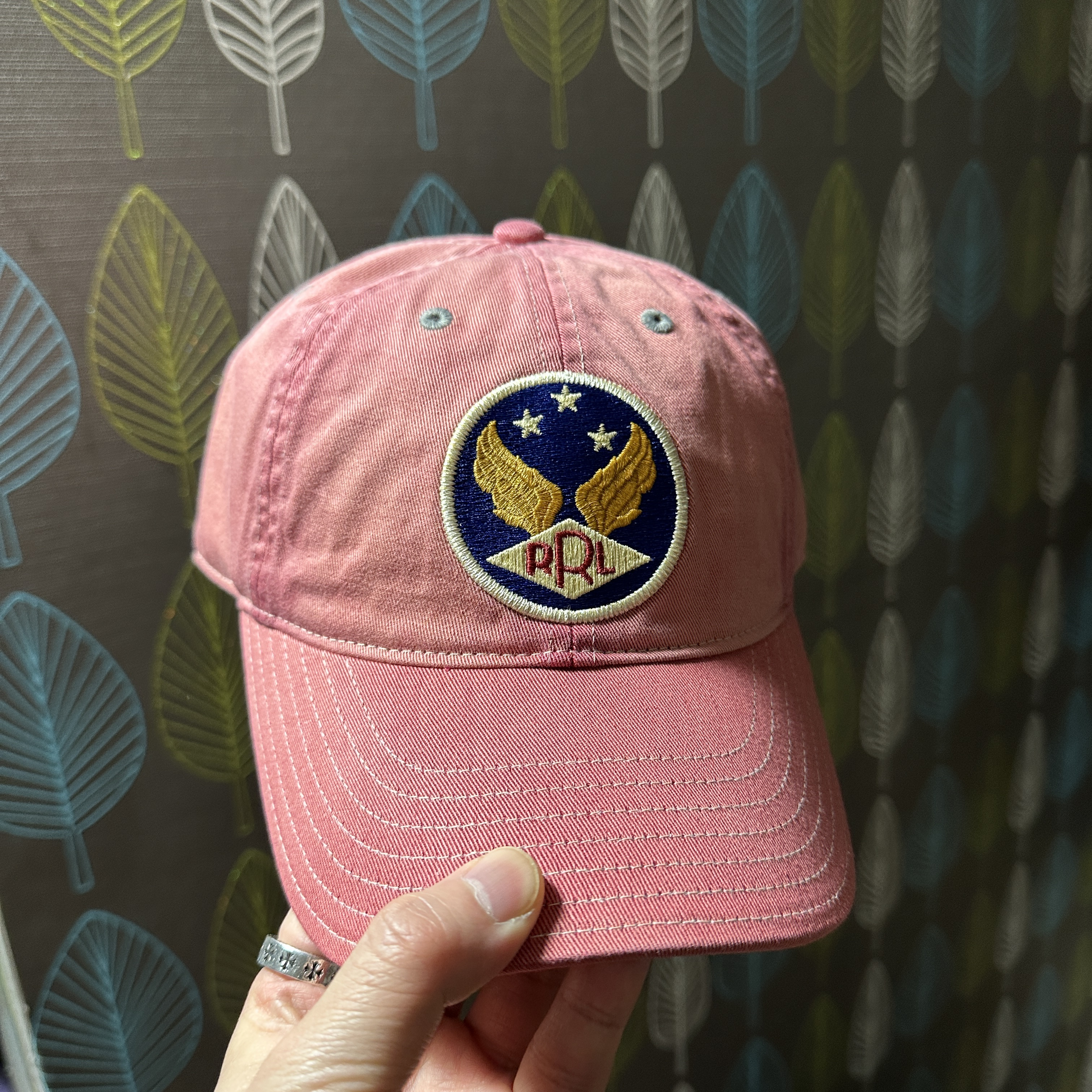 Double RL Garment Dyeing Twill Ball Cap Red 착용 스타일 - 1