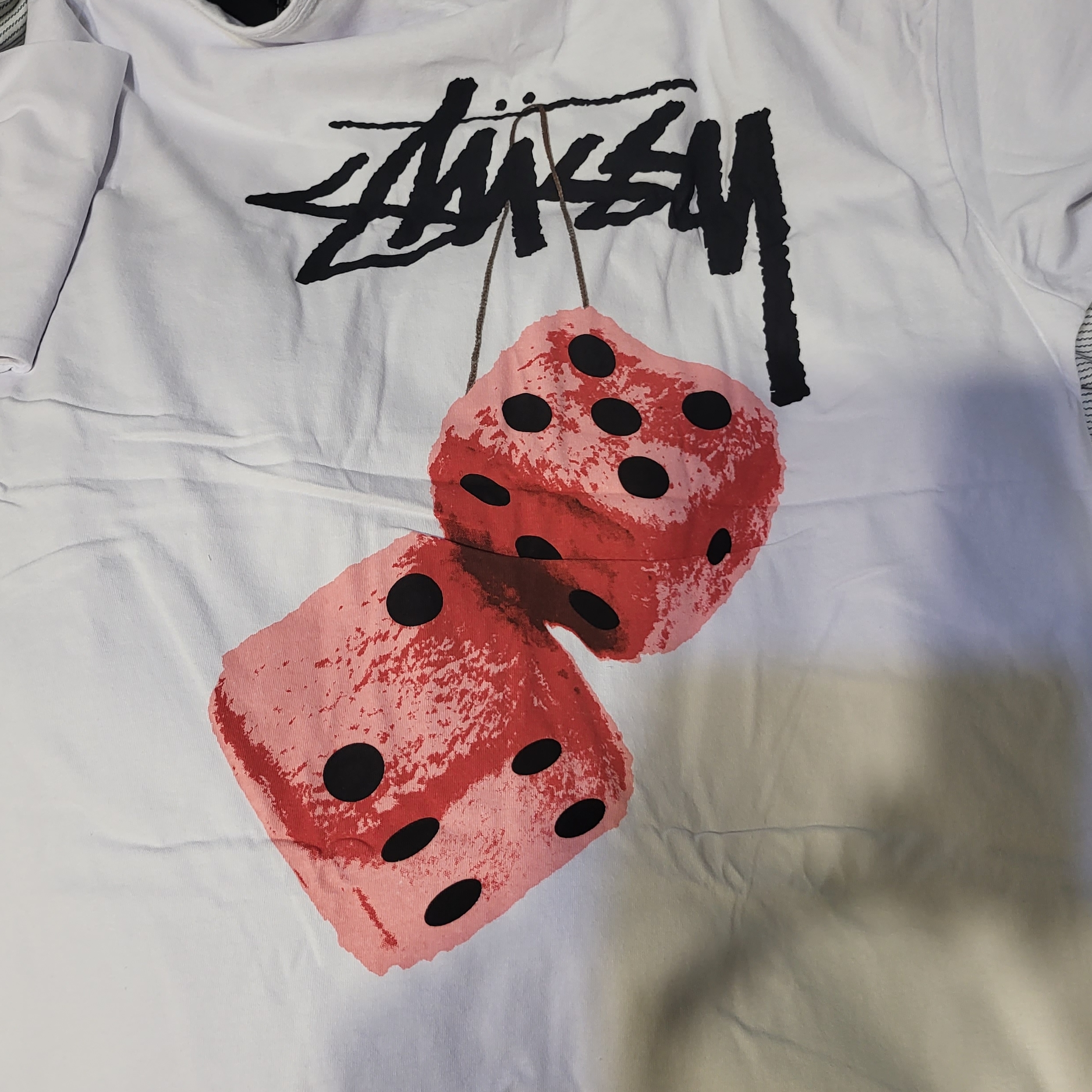 Stussy Fuzzy Dice T-Shirt White 착용 스타일