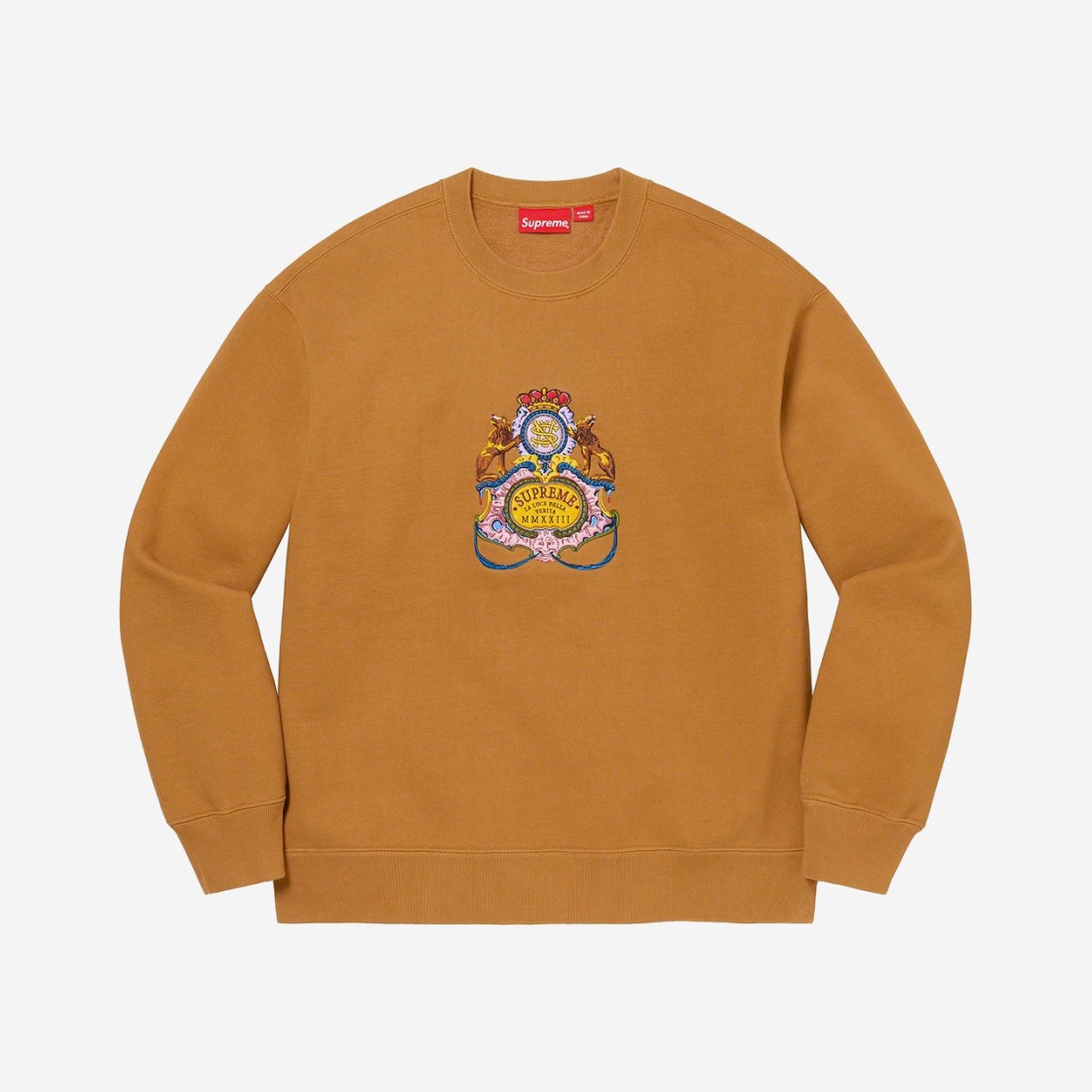 Supreme Crest Crewneck Dark Mustard - 23SS 상세 이미지 1