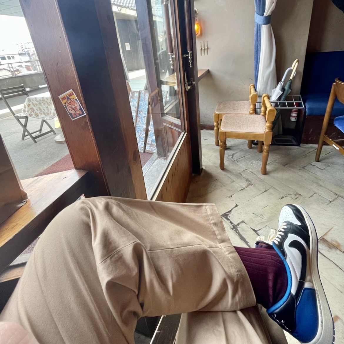 Jordan 1 x Travis Scott x Fragment Retro Low OG SP Military Blue 착용 스타일