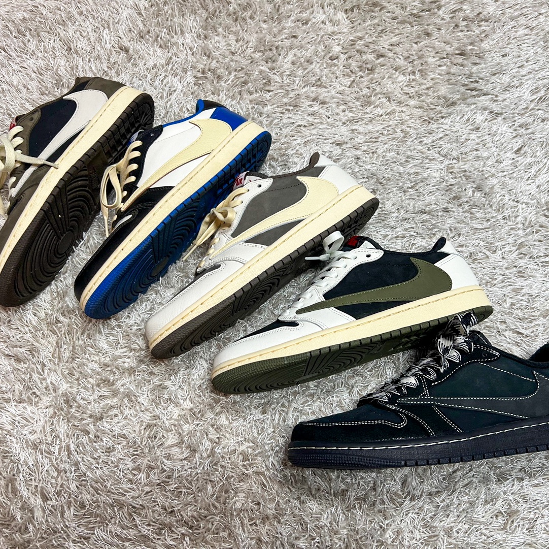 (W) Jordan 1 x Travis Scott Retro Low OG SP Medium Olive, Jordan 1 x Travis Scott Retro Low OG SP Sail and Ridgerock 착용 스타일 - 2