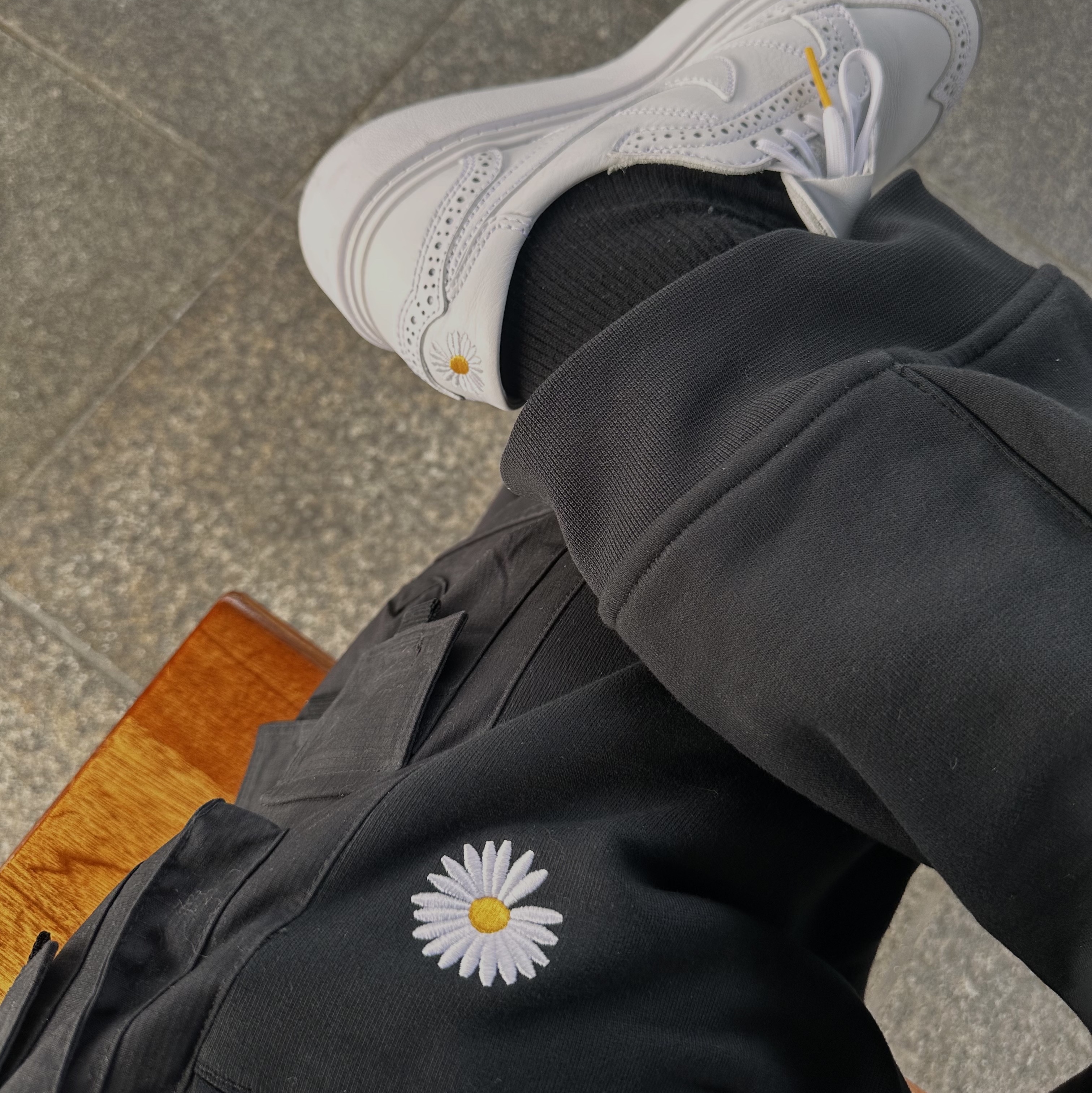 Nike x Peaceminusone Kwondo1 White, Nike x Peaceminusone Wide Pants Black (DR0096-010) 착용 스타일